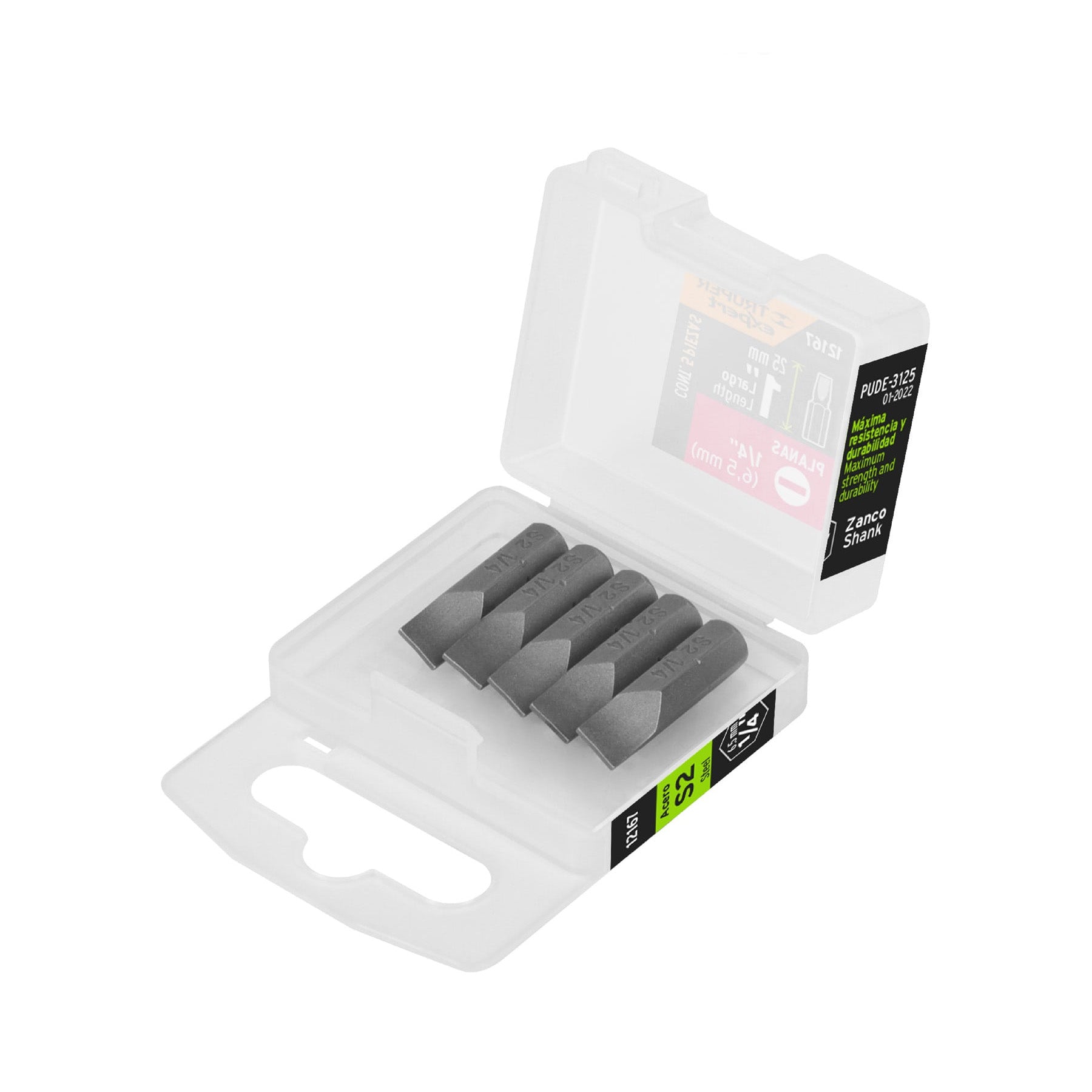 Estuche con 5 puntas planas de 1/4" largo 1", Truper Expert