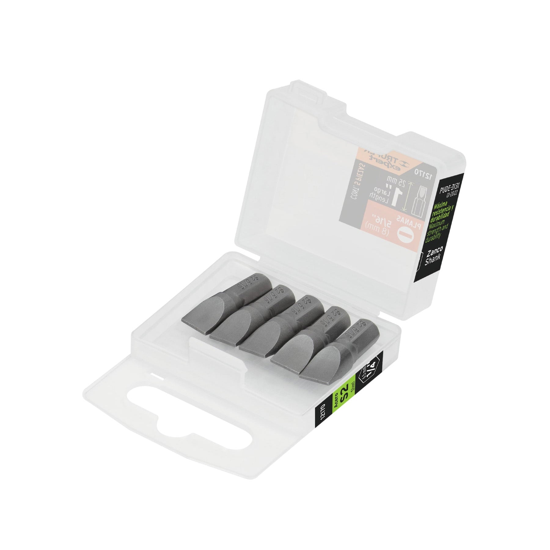 Estuche con 5 puntas planas de 5/16" largo 1", Truper Expert