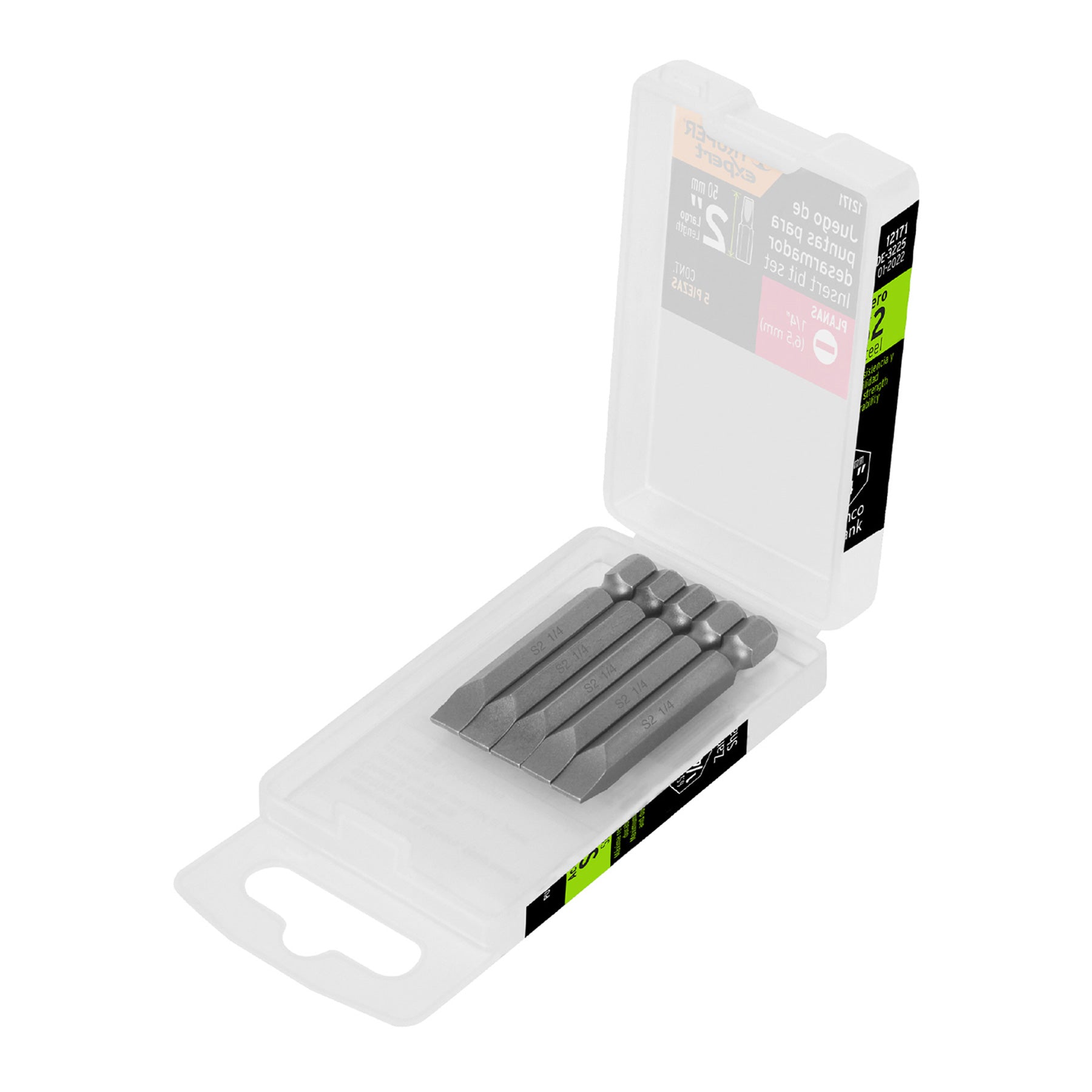 Estuche con 5 puntas planas de 1/4" largo 2", Truper Expert