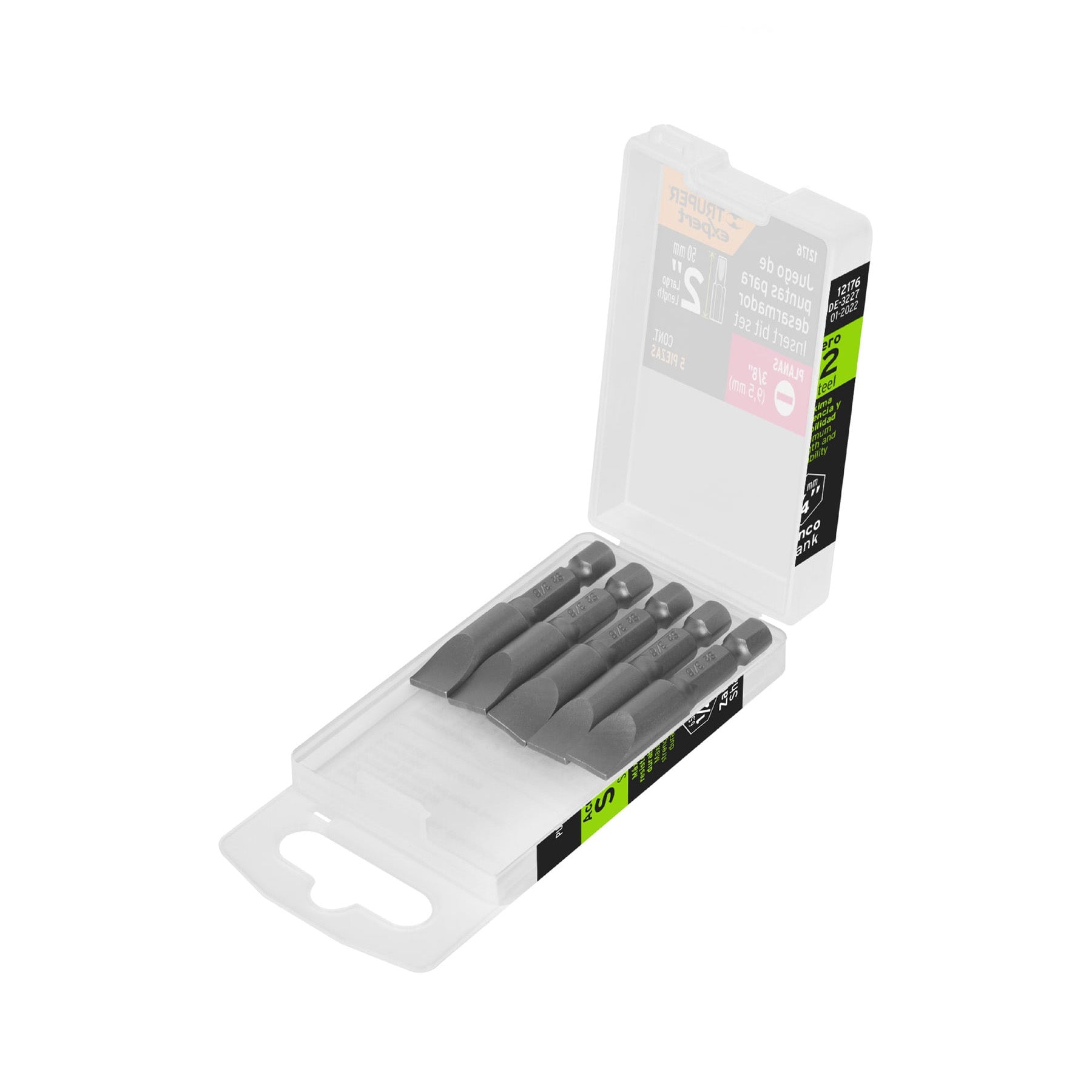 Estuche con 5 puntas planas de 3/8" largo 2", Truper Expert
