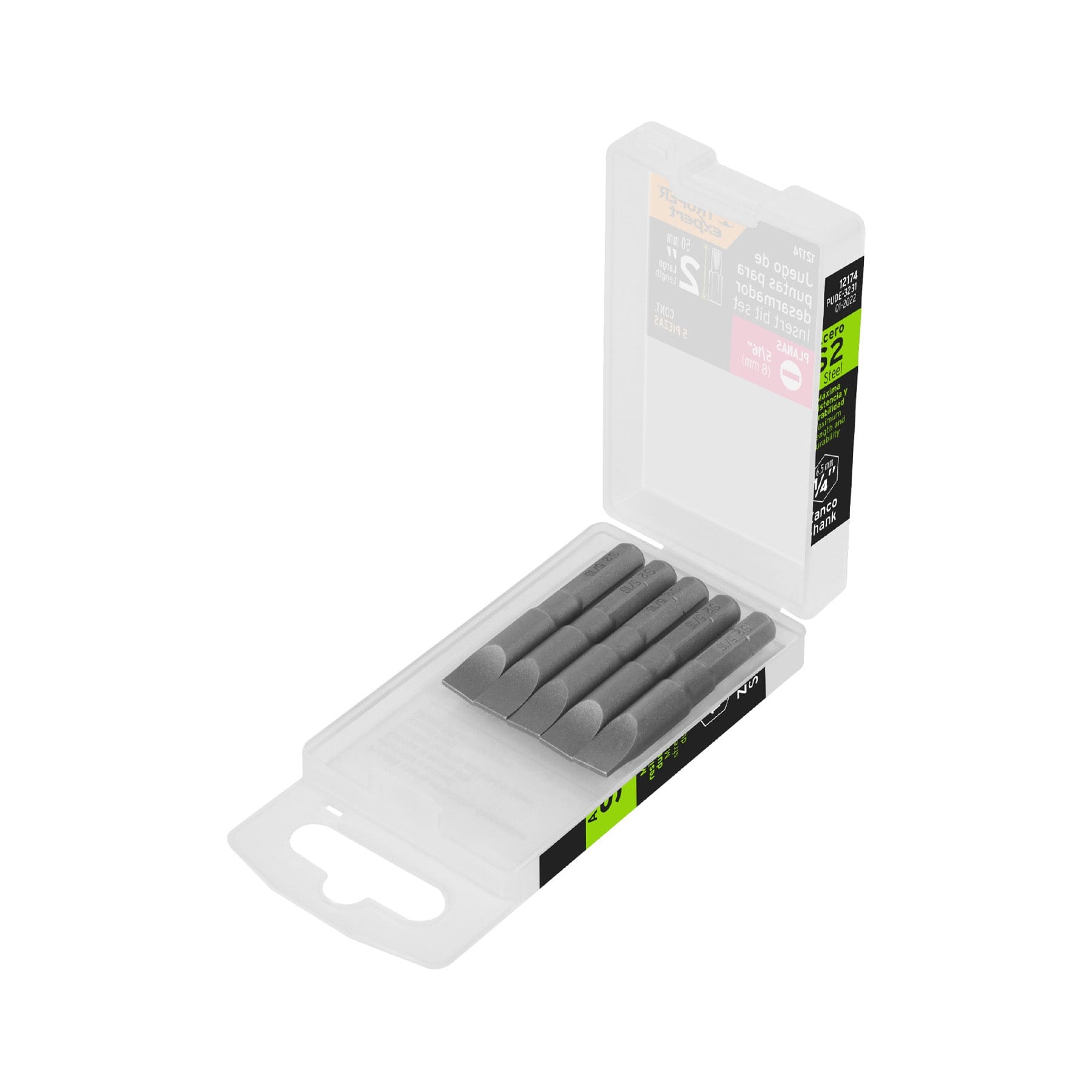 Estuche con 5 puntas planas de 5/16" largo 2", Truper Expert