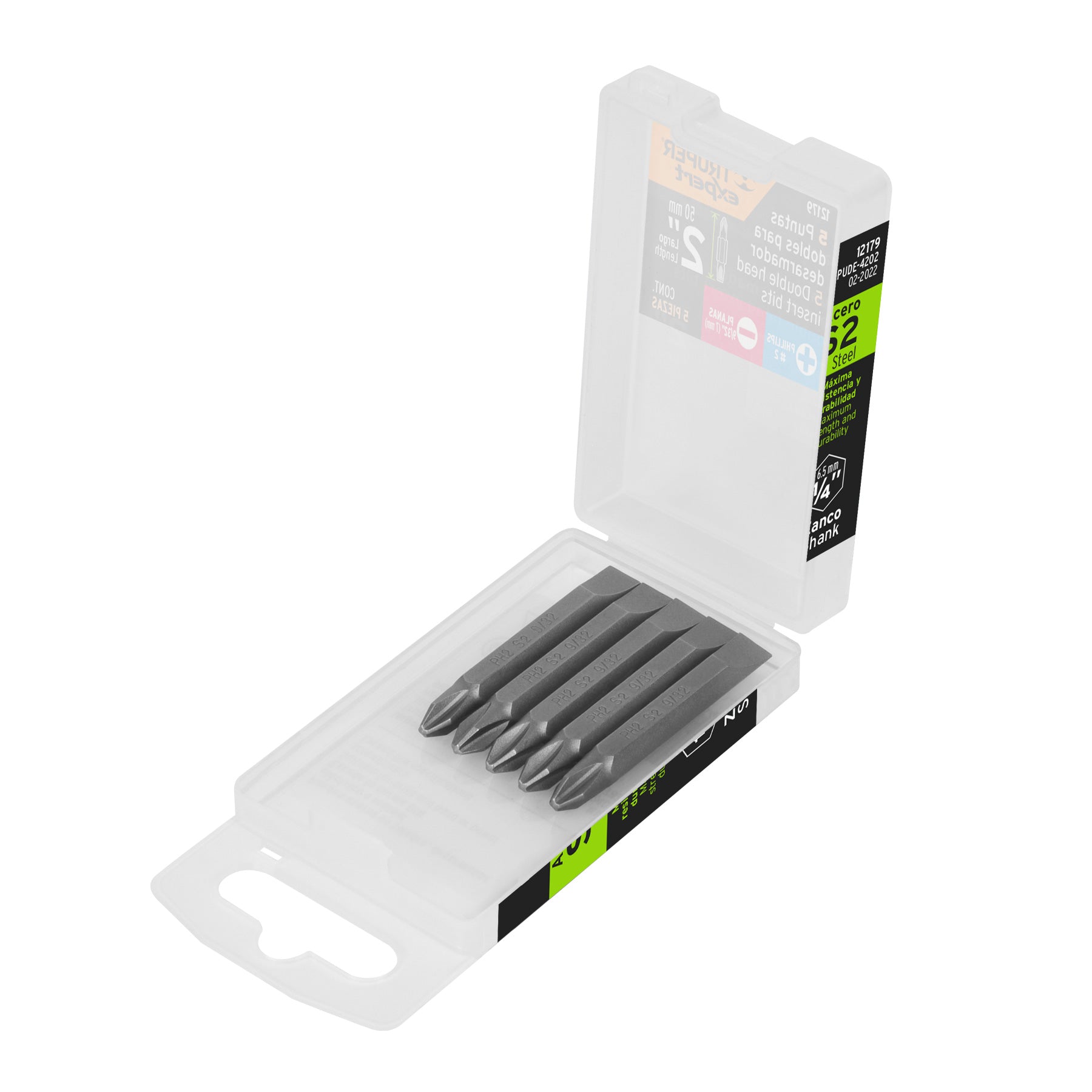 Estuche con 5 puntas dobles PH2 y 9/32" largo 2", Expert