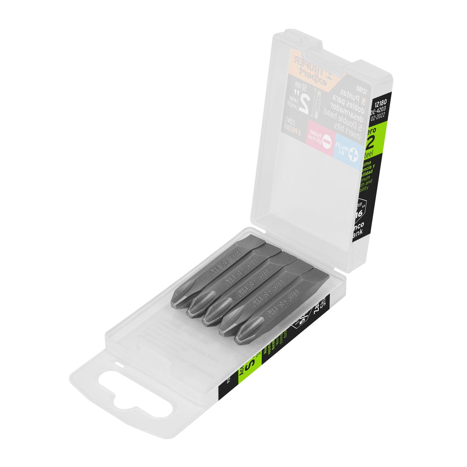 Estuche con 5 puntas dobles PH3 y 5/16" largo 2", Expert