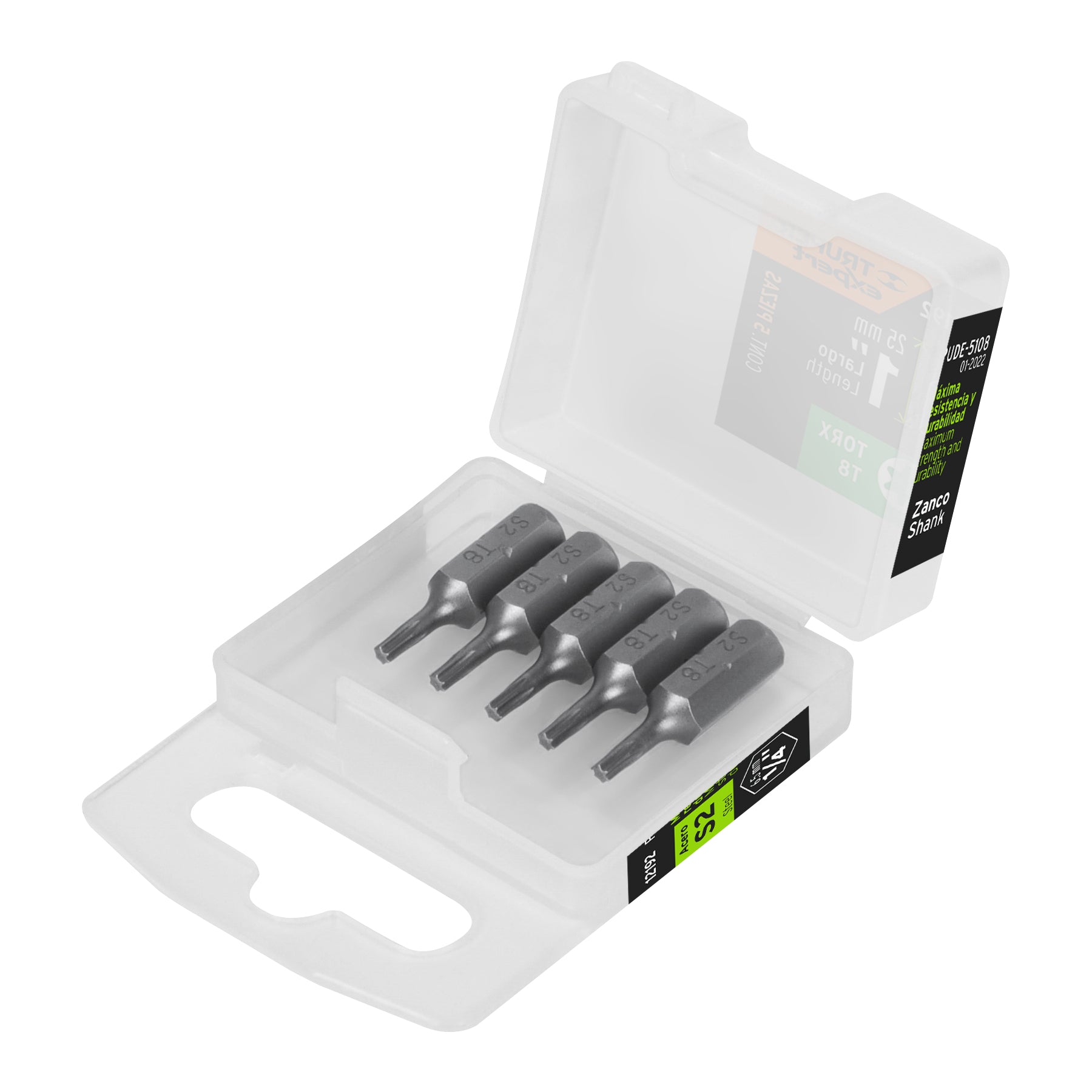 Estuche con 5 puntas torx T8 largo 1", Truper Expert