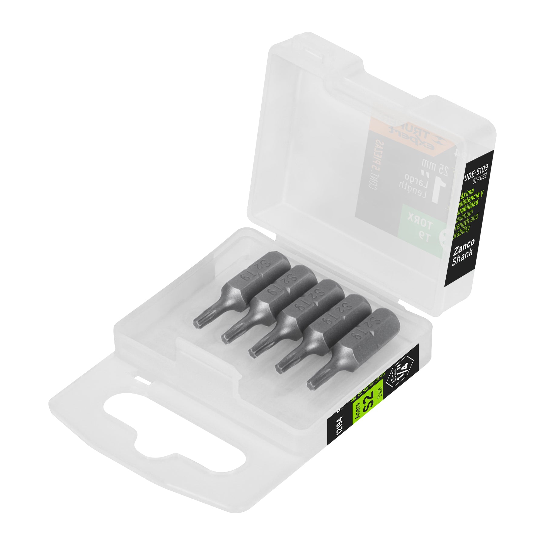 Estuche con 5 puntas torx T9 largo 1", Truper Expert