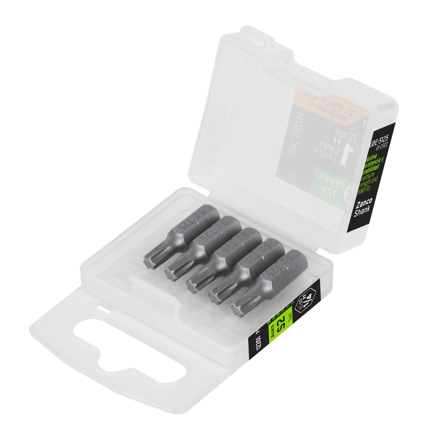 Estuche con 5 puntas torx T25 largo 1", Truper Expert
