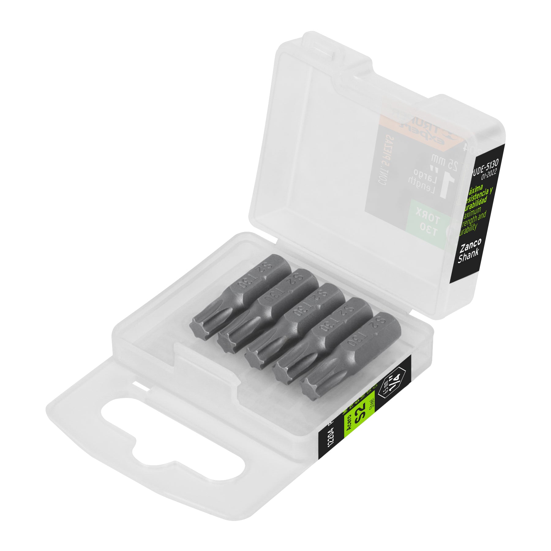 Estuche con 5 puntas torx T30 largo 1", Truper Expert