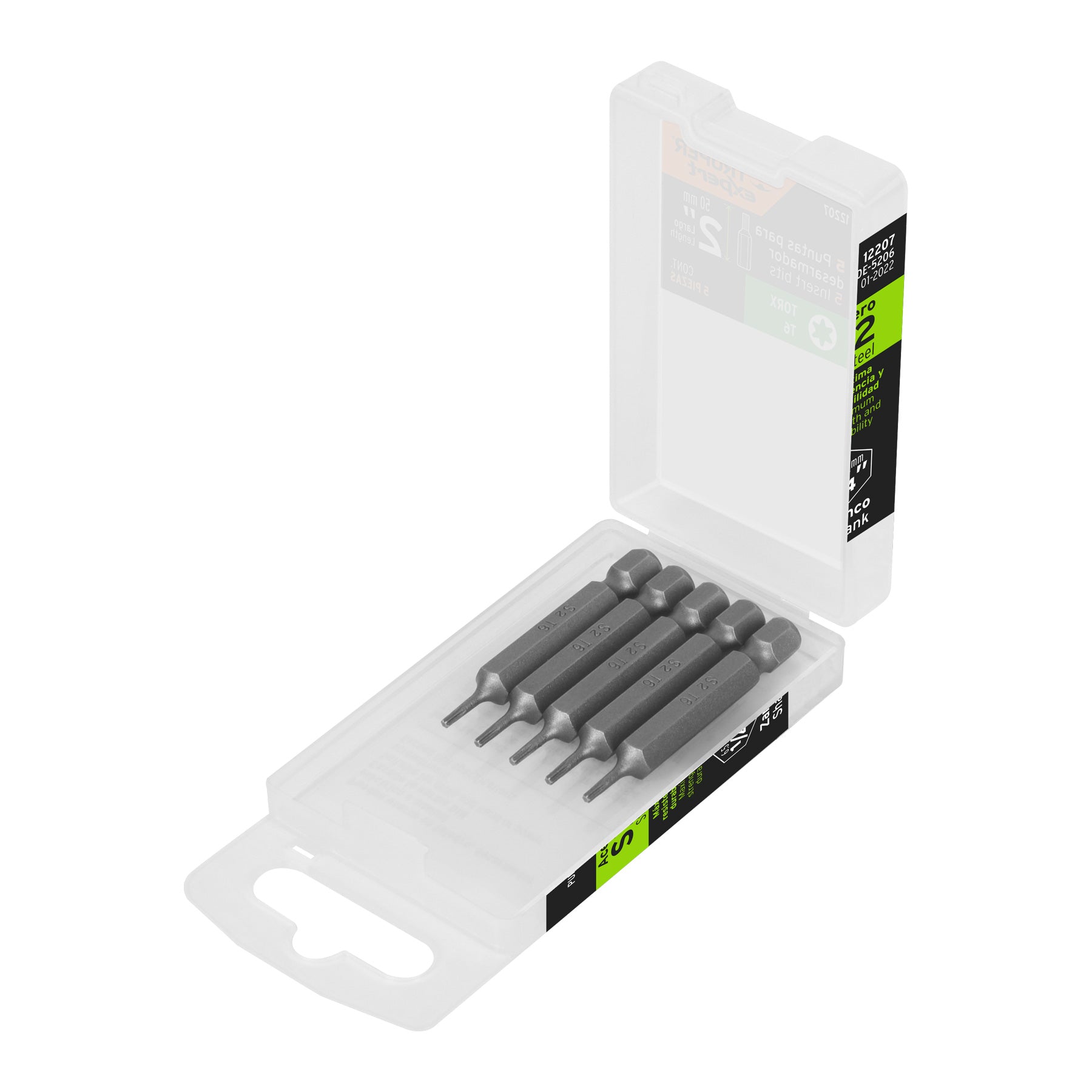Estuche con 5 puntas torx T6 largo 2", Truper Expert