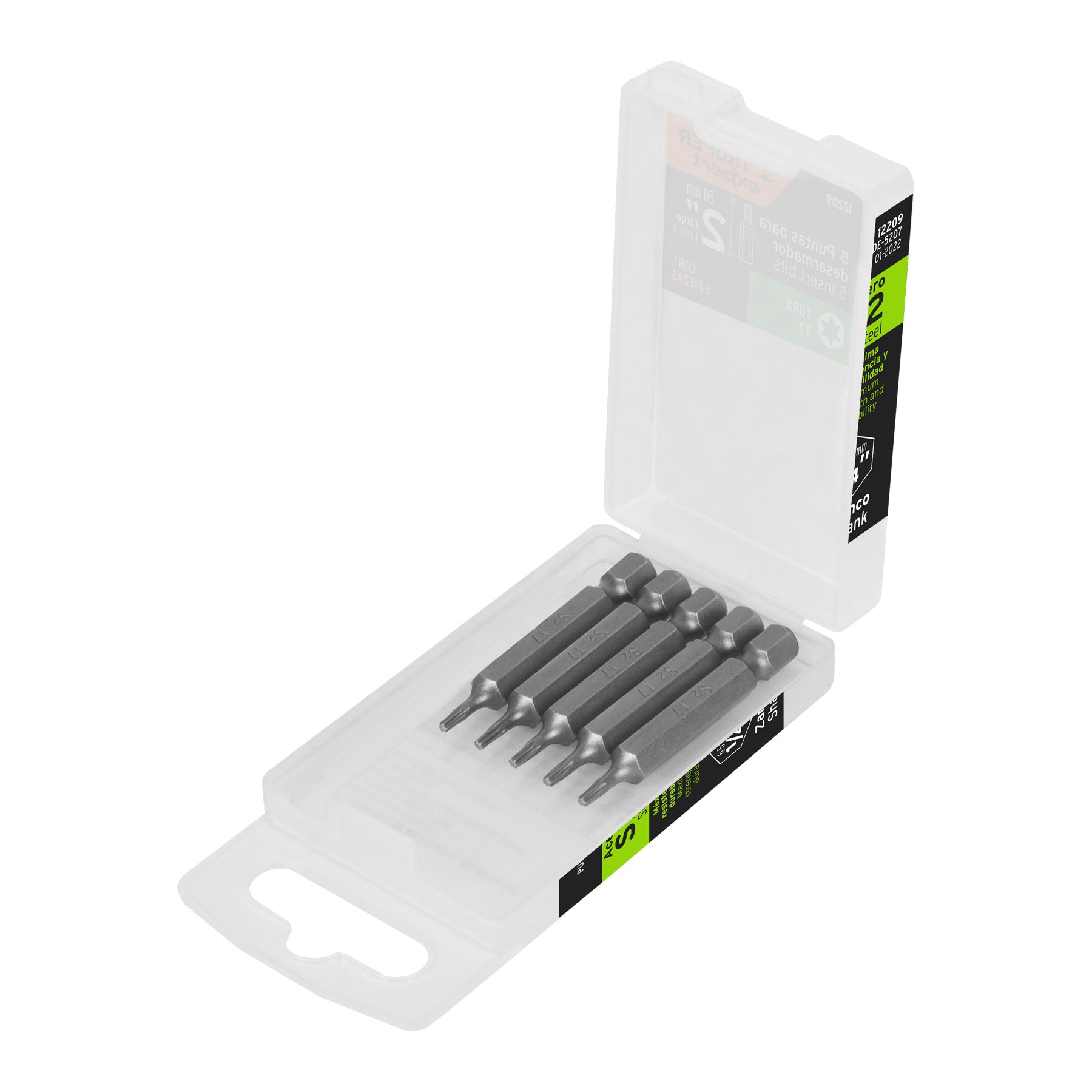 Estuche con 5 puntas torx T7 largo 2", Truper Expert