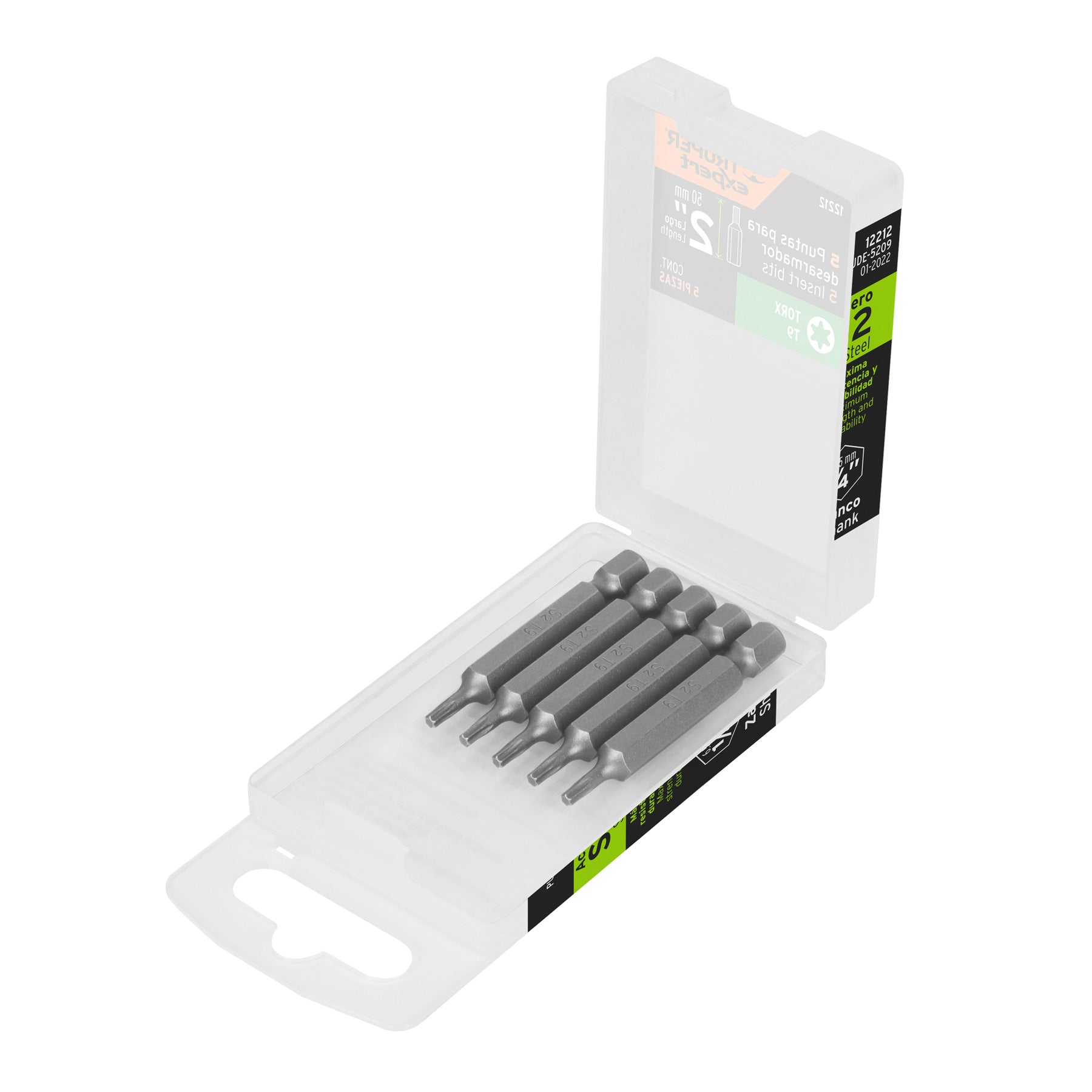 Estuche con 5 puntas torx T9 largo 2", Truper Expert