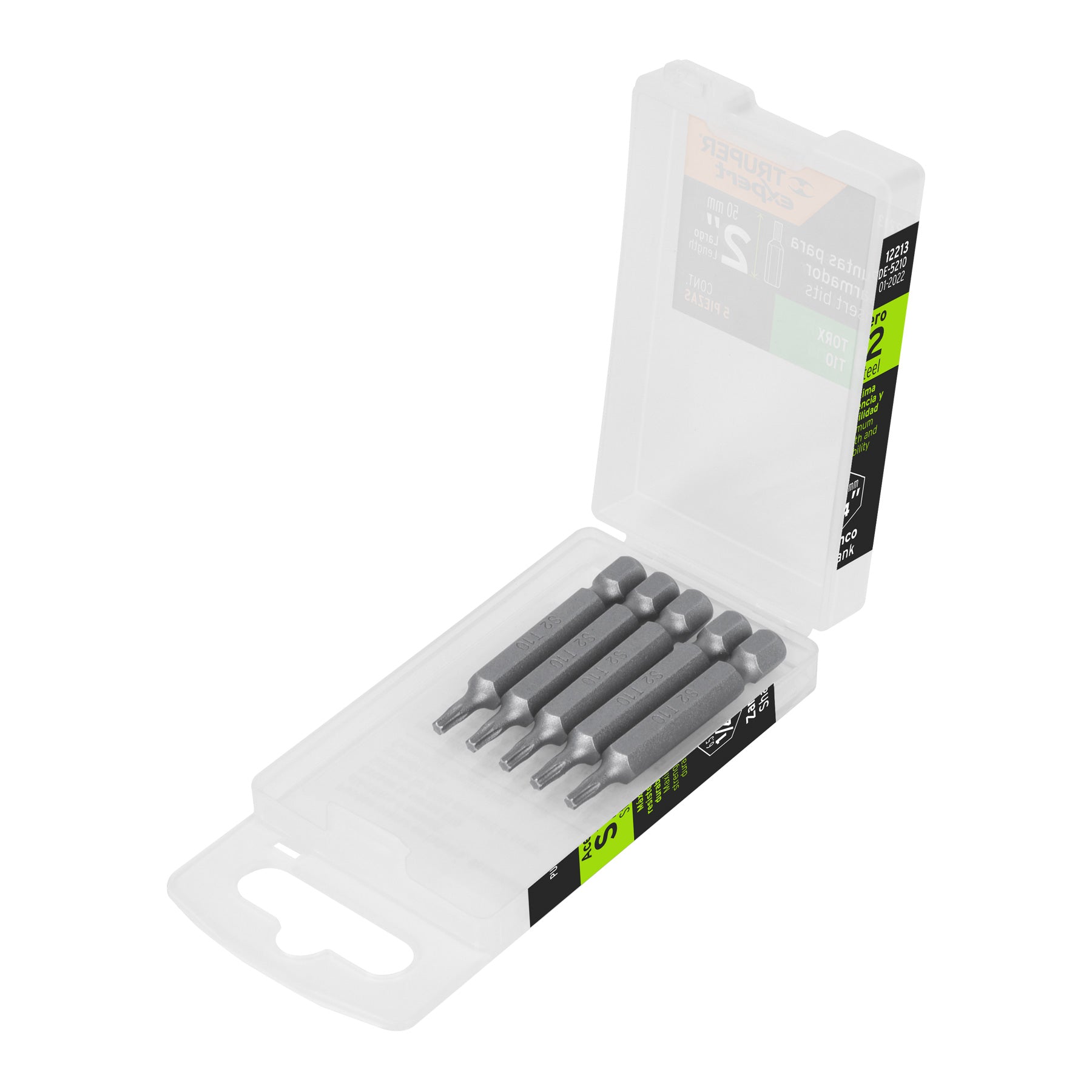 Estuche con 5 puntas torx T10 largo 2", Truper Expert