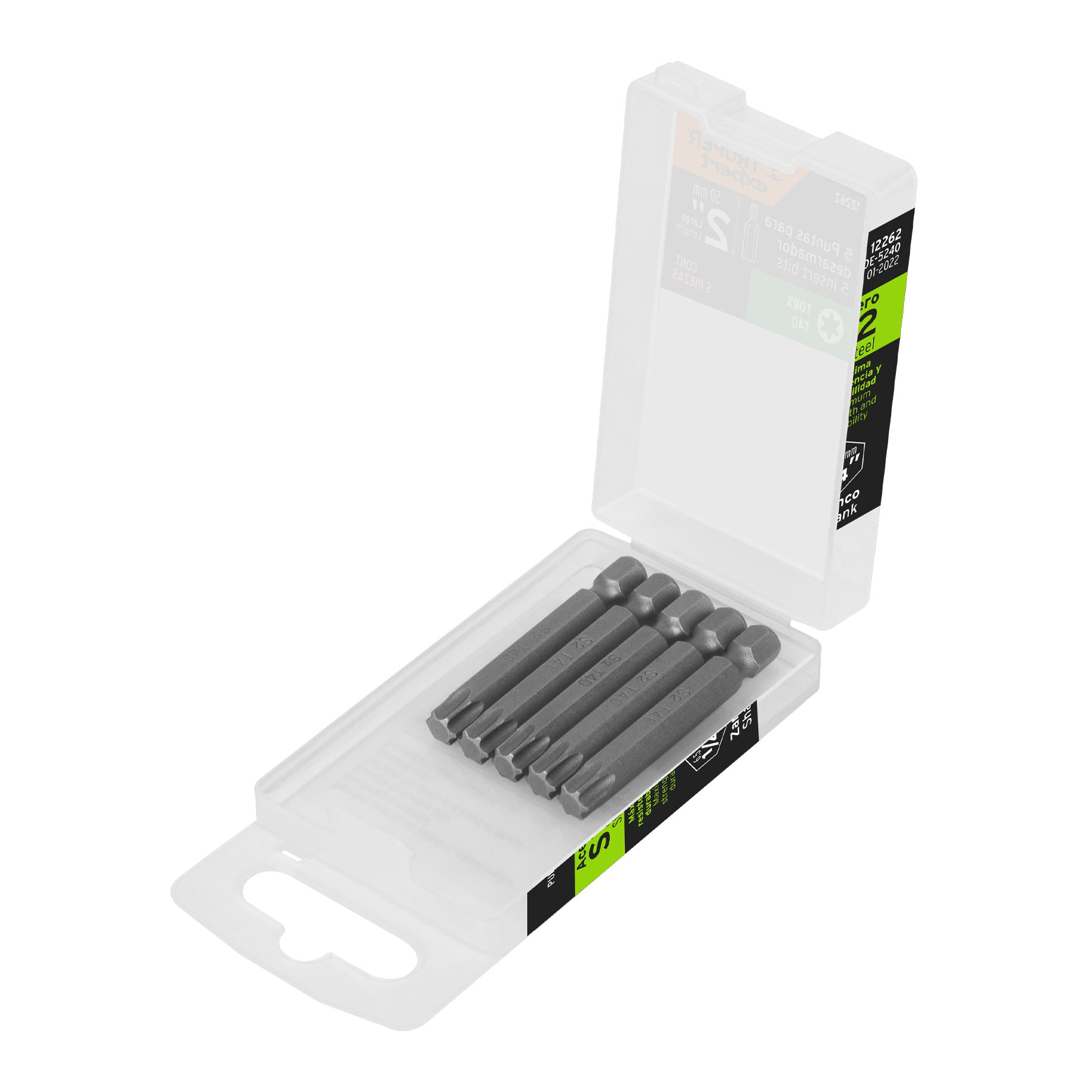 Estuche con 5 puntas torx T40 largo 2", Truper Expert