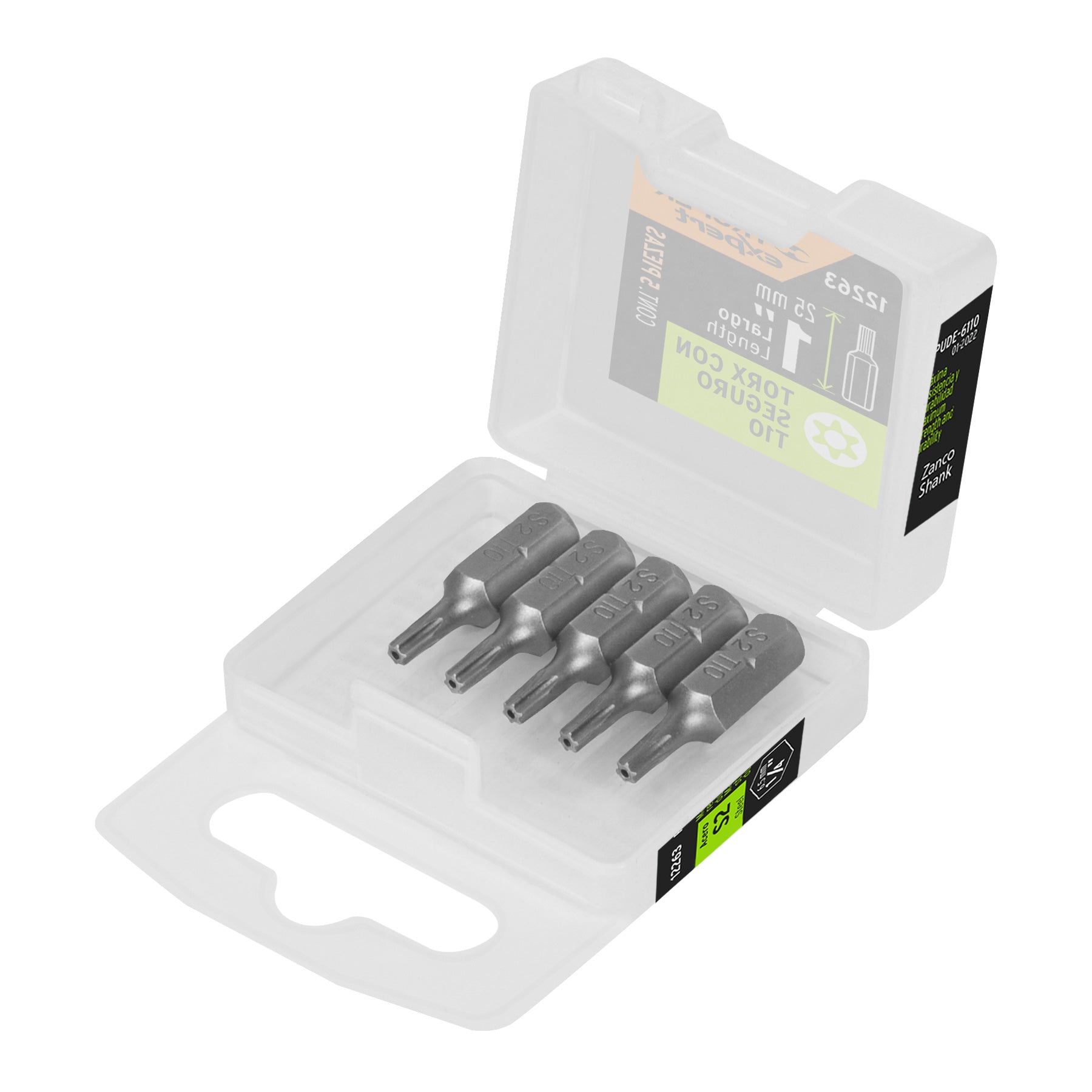 Estuche con 5 puntas torx T10 con seguro largo 1", Expert