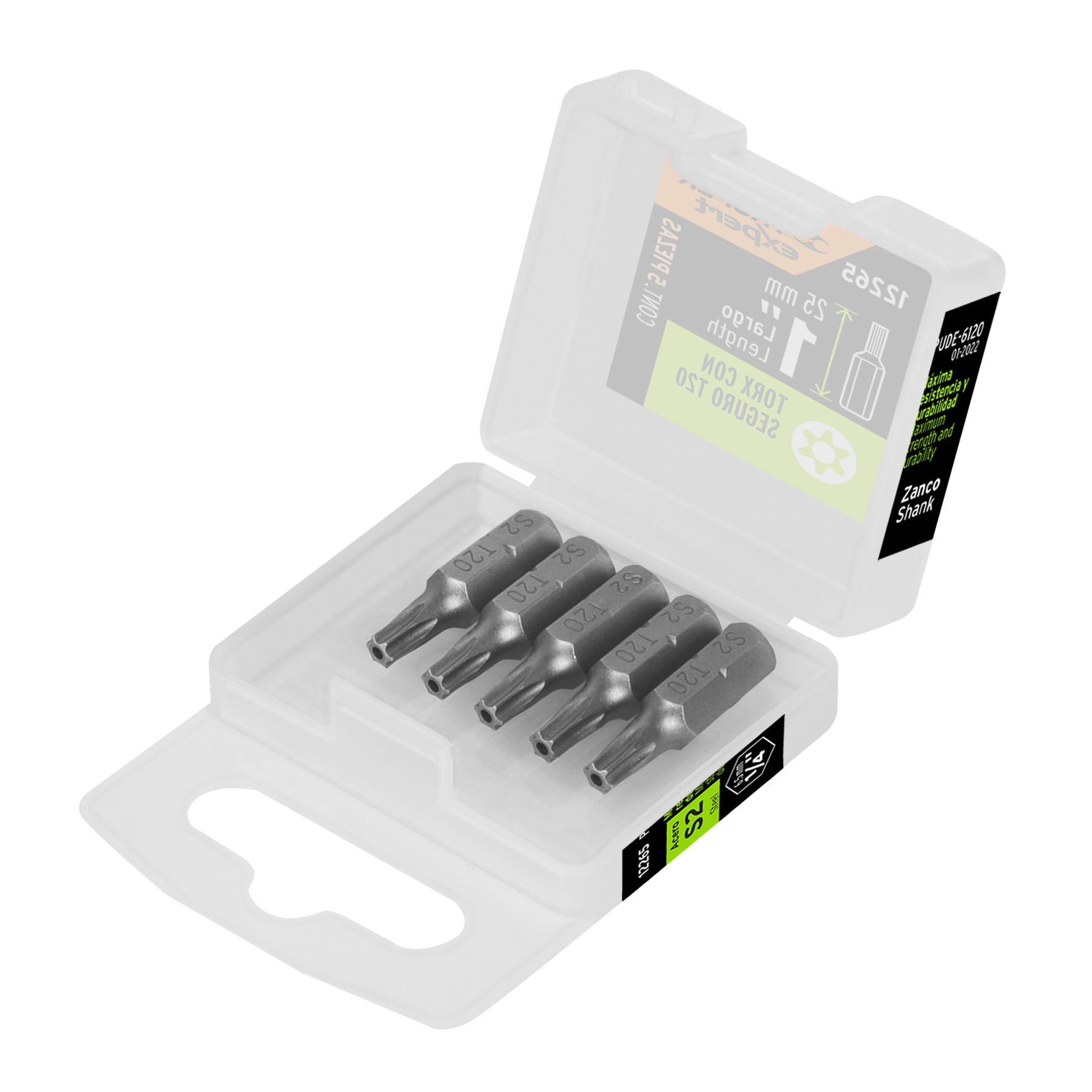 Estuche con 5 puntas torx T20 con seguro largo 1", Expert