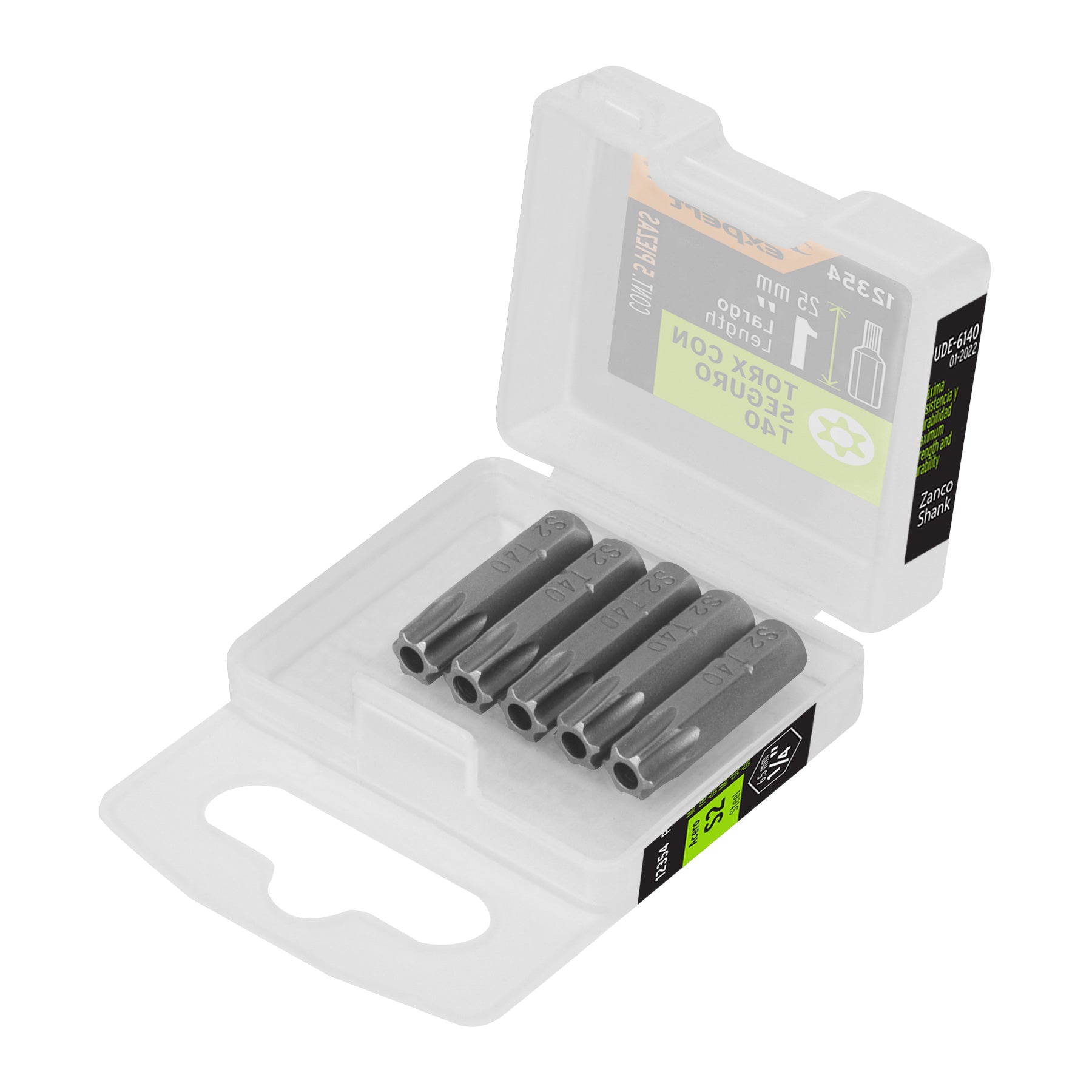 Estuche con 5 puntas torx T40 con seguro largo 1", Expert
