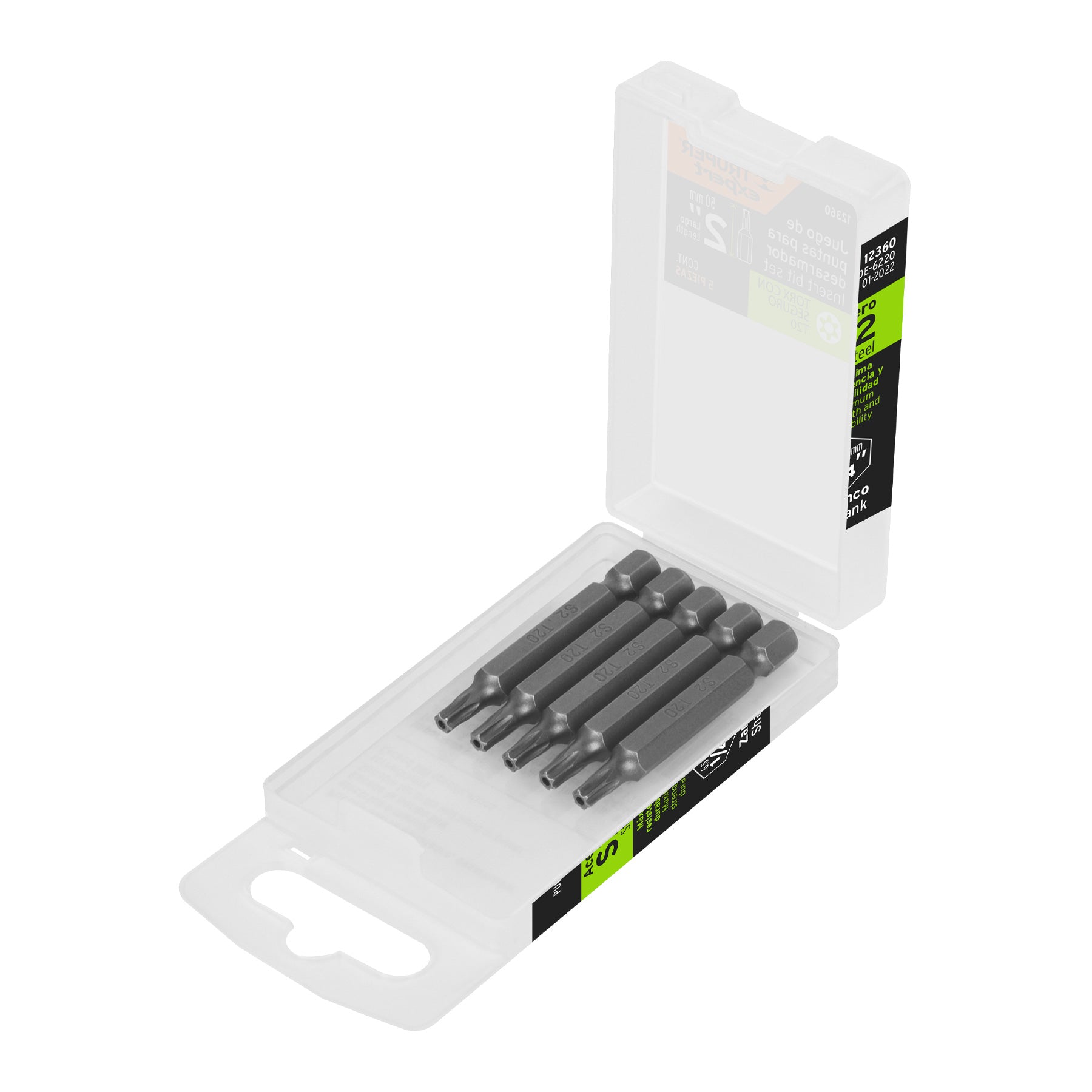 Estuche con 5 puntas torx T20 con seguro largo 2", Expert