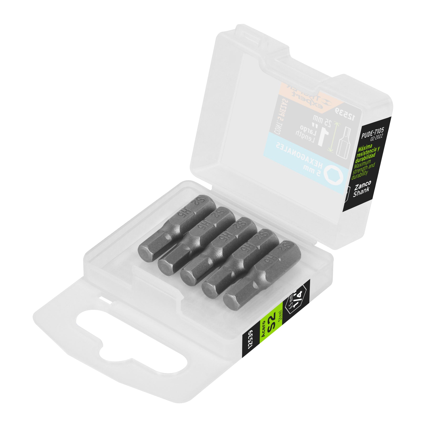 Estuche con 5 puntas hexagonales de 5 mm largo 1", Expert