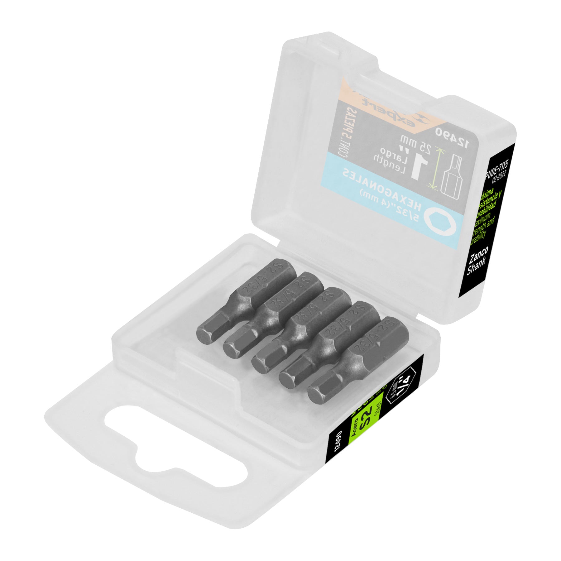 Estuche con 5 puntas hexagonales de 5/32mm largo 1", Expert