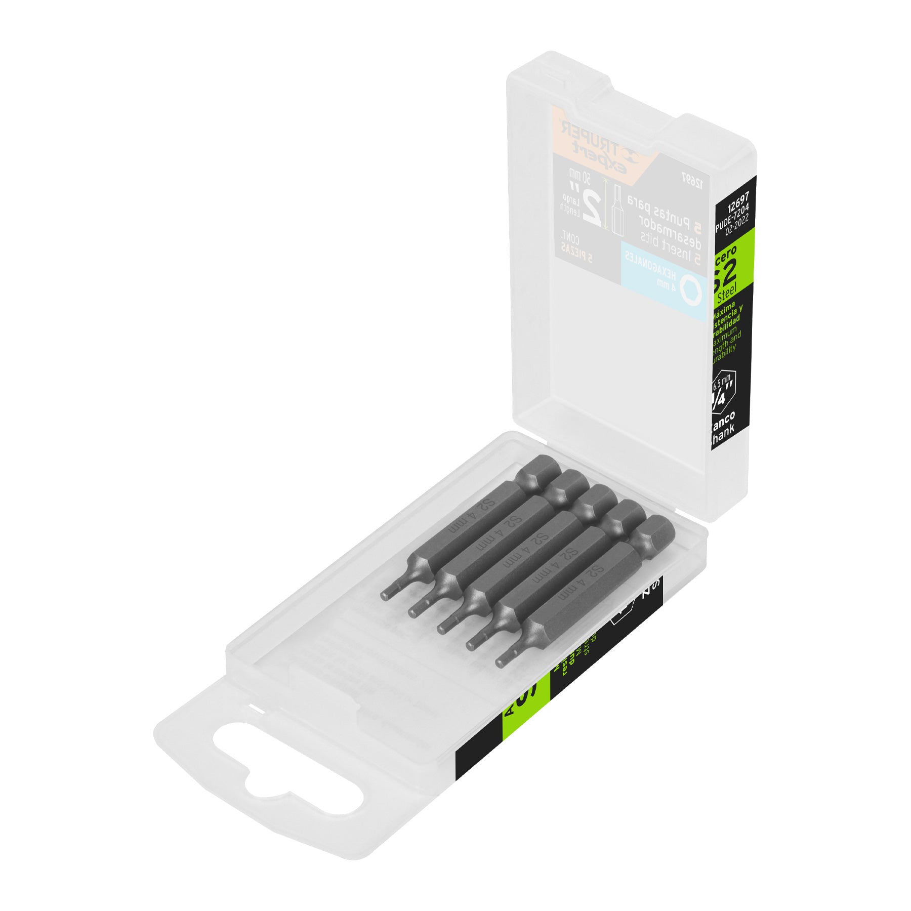 Estuche con 5 puntas hexagonales de 4 mm largo 2", Expert