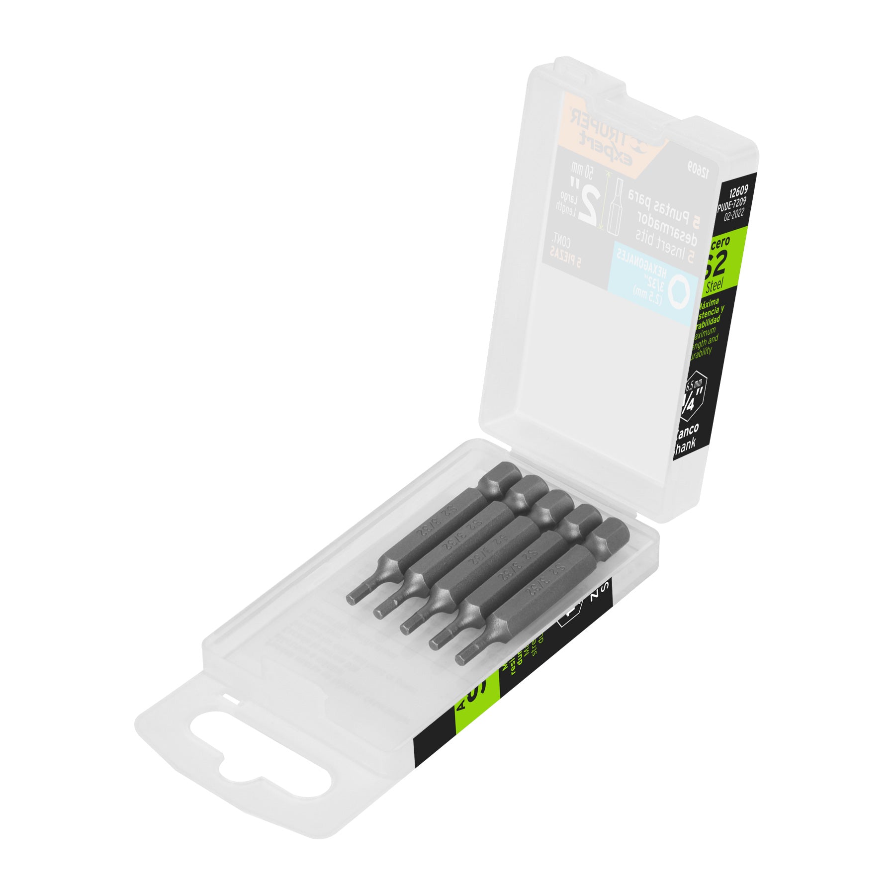 Estuche con 5 puntas hexagonales de 3/32mm largo 2", Expert