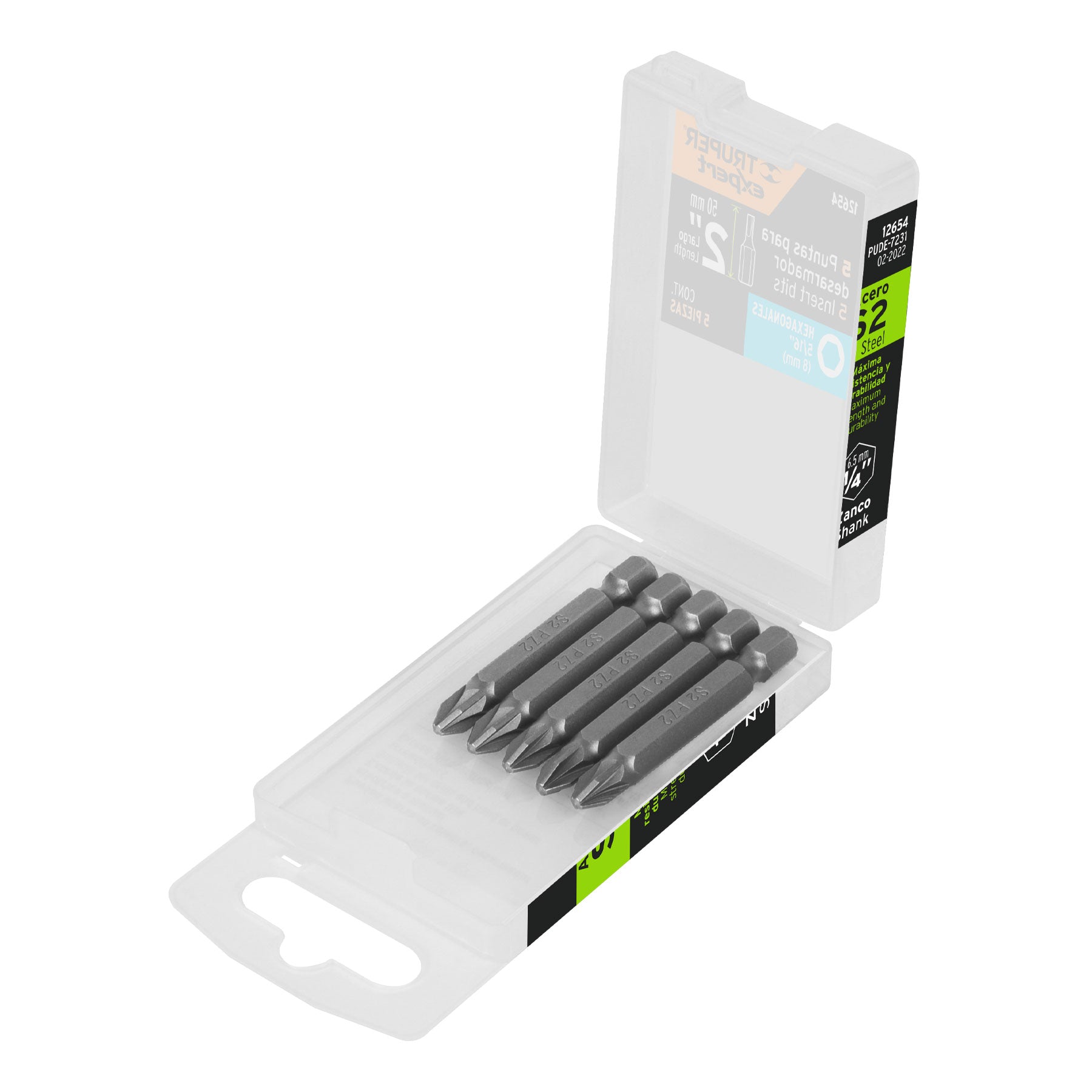 Estuche con 5 puntas hexagonales de 5/16mm largo 2", Expert