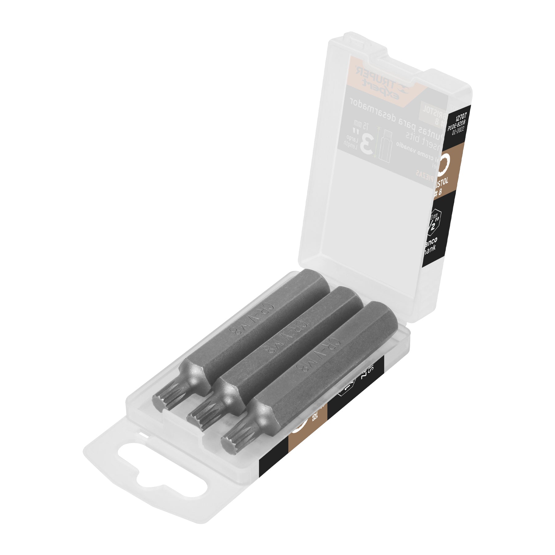 Estuche con 3 puntas bristol M8 largo 3", Truper Expert