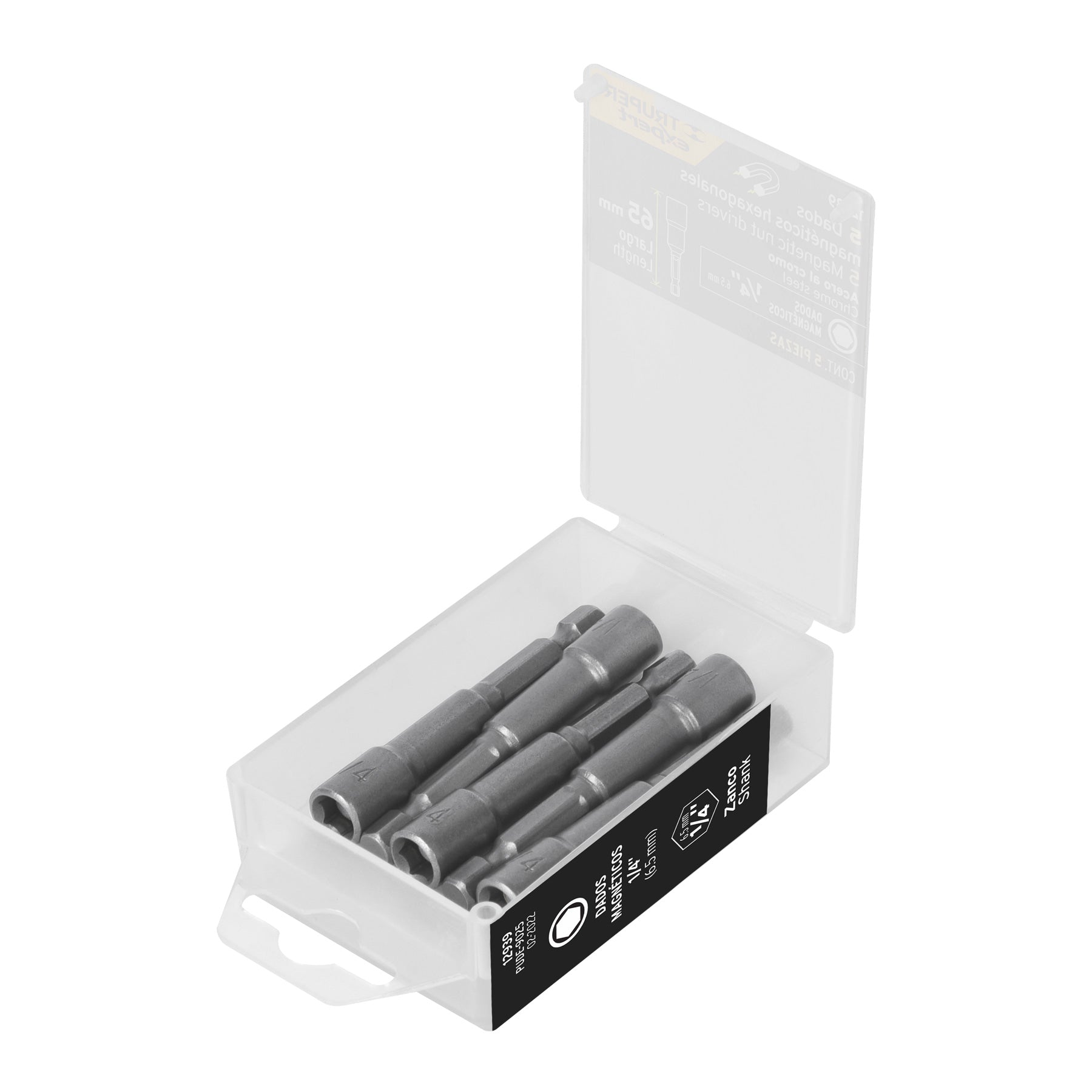 Estuche con 5 dados magnéticos de 1/4" largo 2-1/2", Expert