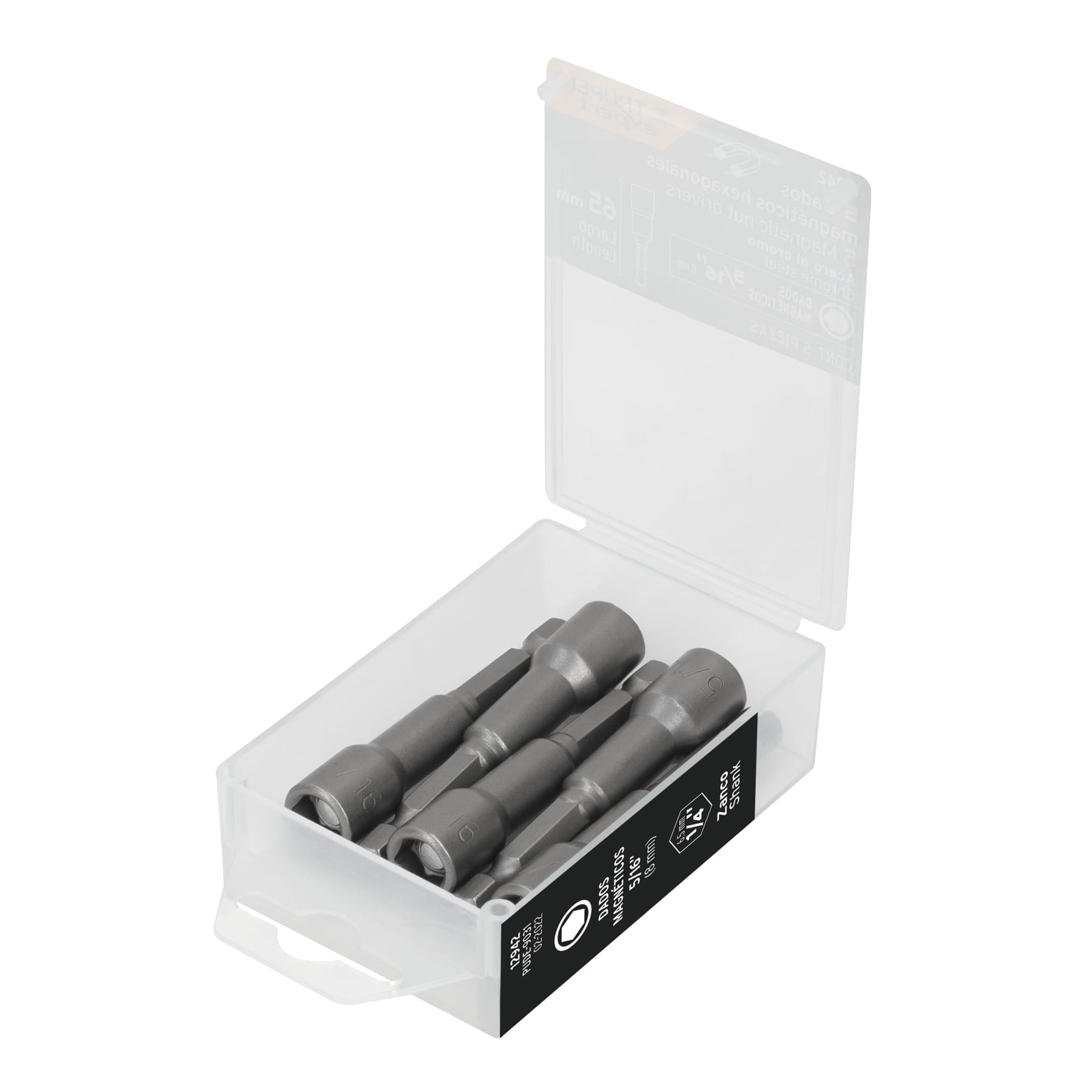 Estuche con 5 dados magnéticos de 5/16" largo 2-1/2", Expert