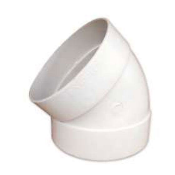 Codo pvc sanitario cem. de 45 x 160 mm (6)