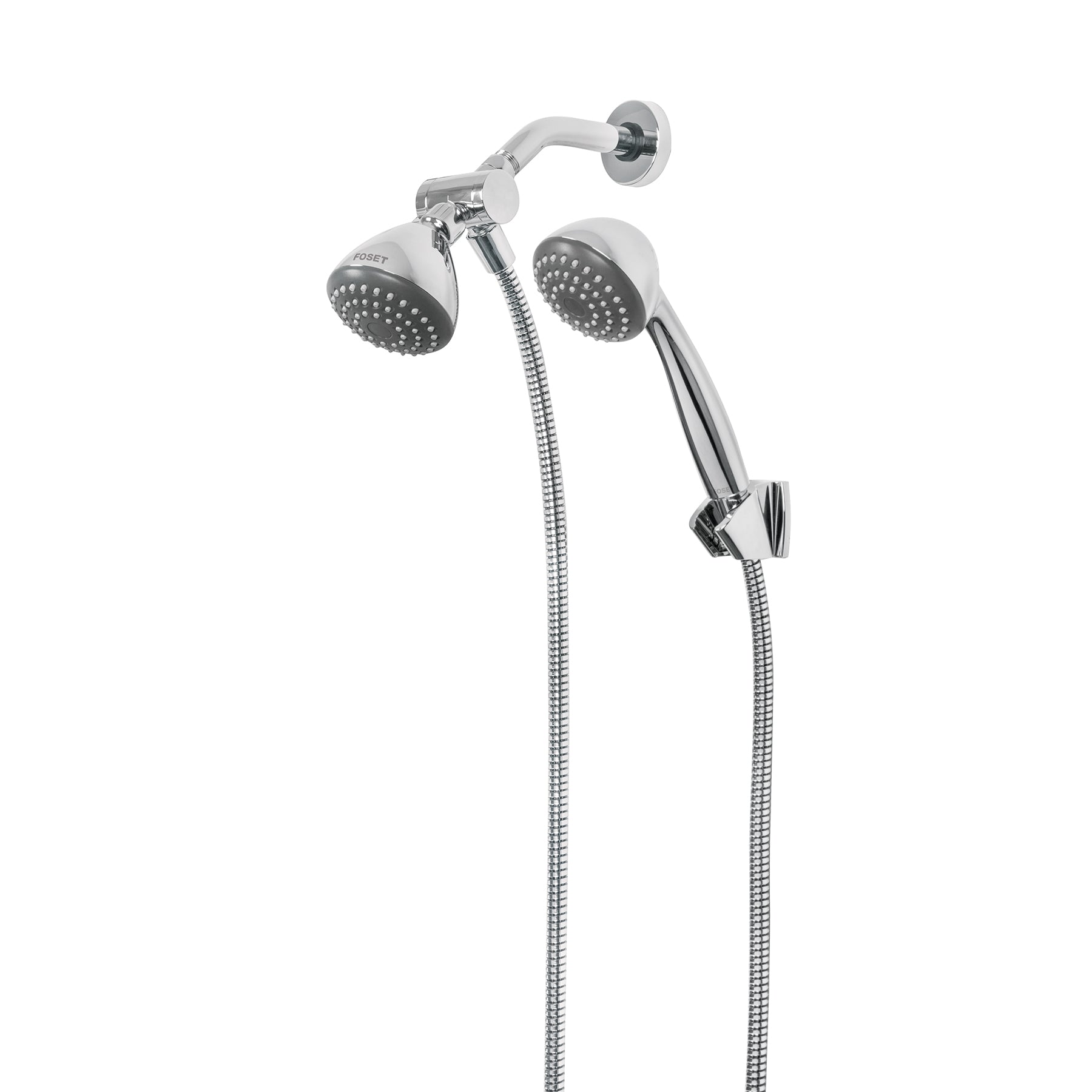 Regadera doble fija y teléfono 3-1/4", ABS, cromo, AERO, Foset, R-001, 45788