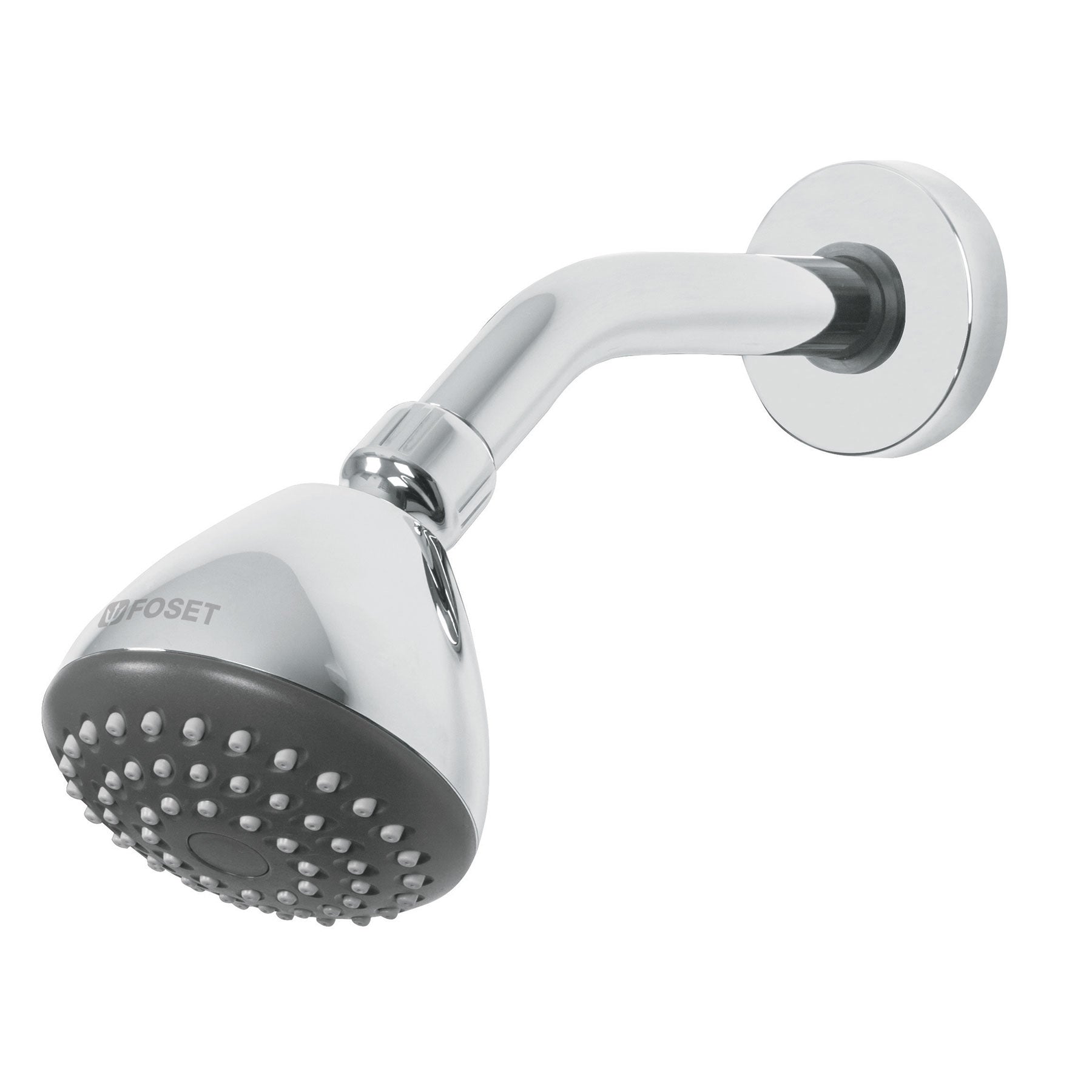 Regadera redonda 3-1/4", ABS,con brazo y chapetón, cromo, AERO, Foset, R-201, 45789