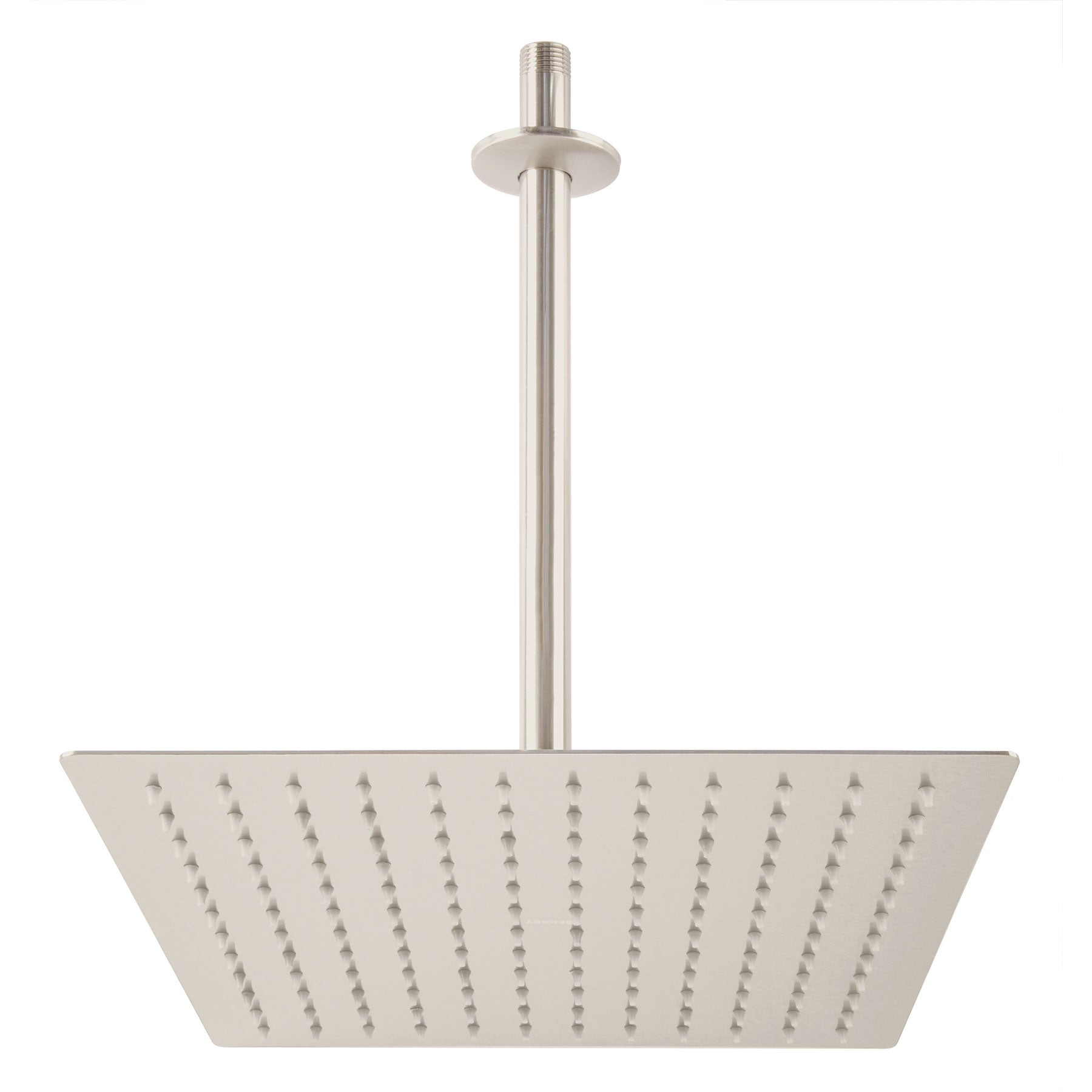 Regadera plato cuadrado 12" con brazo, satín RIVIERA, Foset, R-312N, 45776