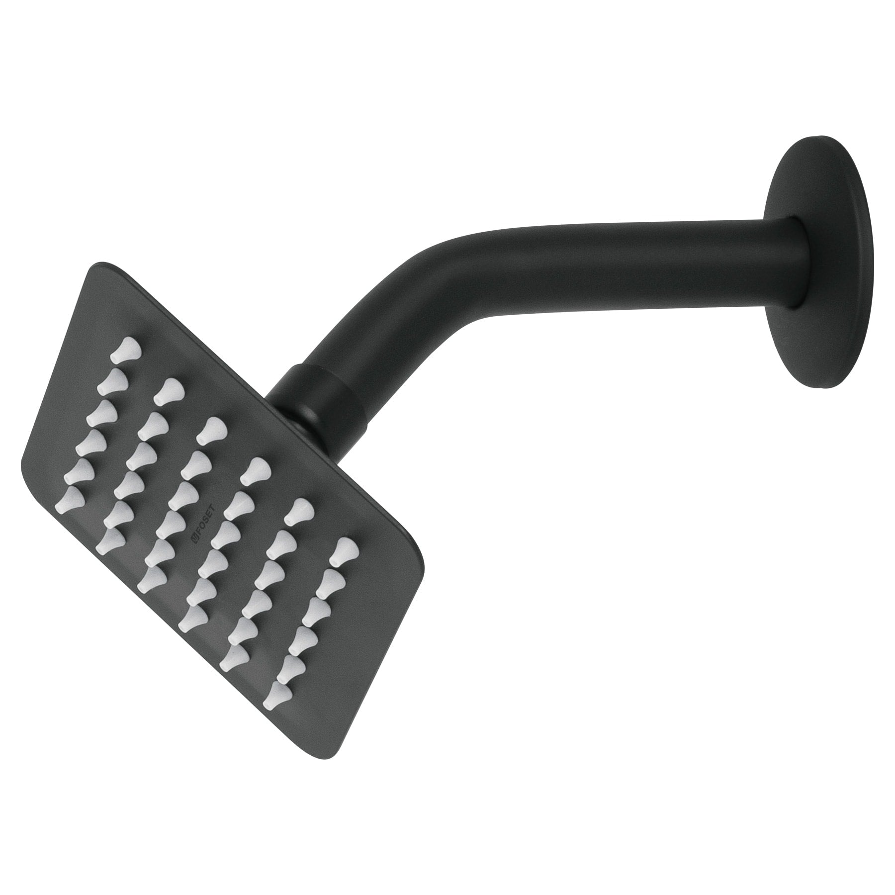 Regadera cuadrada 4", acero inoxidable con brazo, negro, Túbig