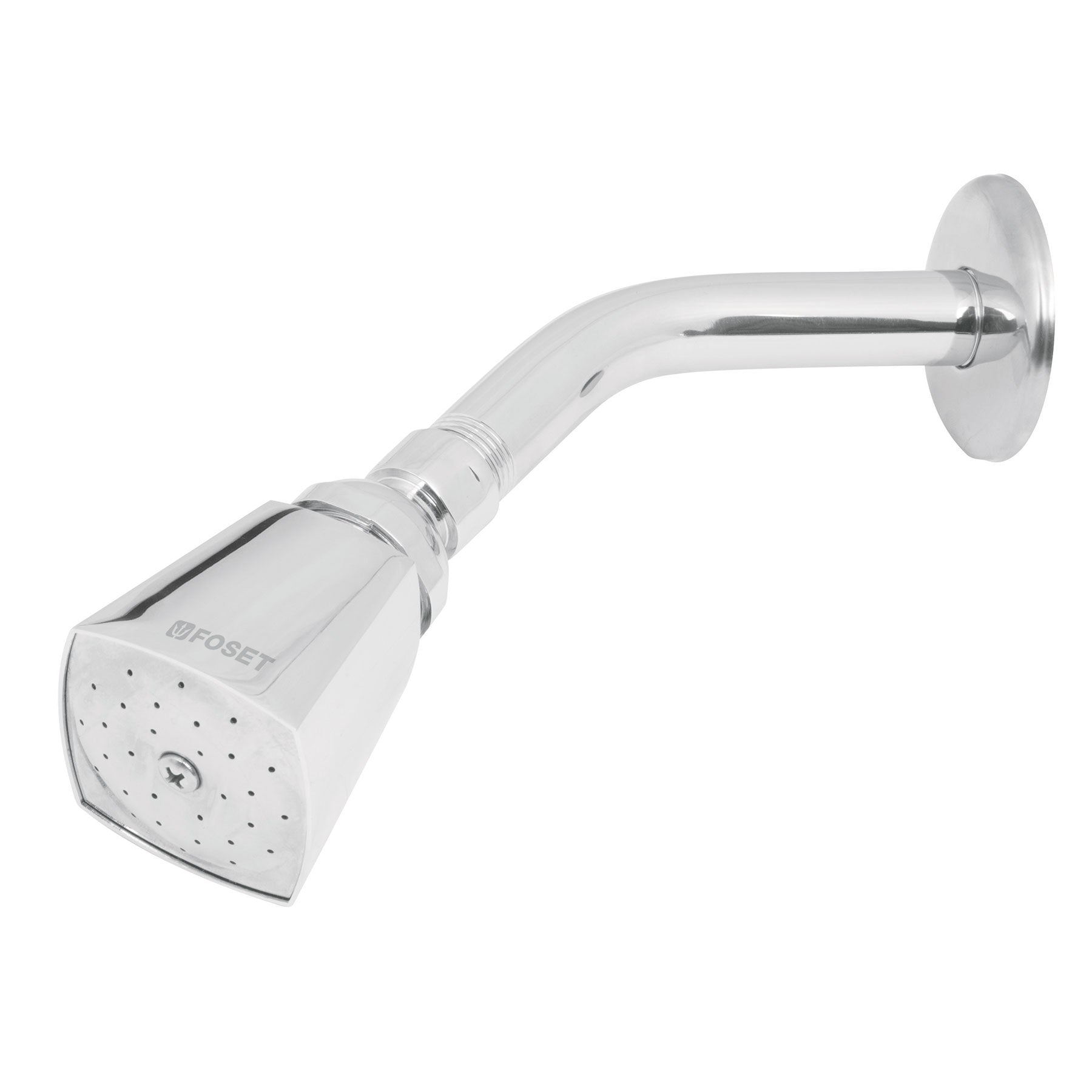 Regadera cuadrada 2" brazo y chapetón de acero, Foset Aqua