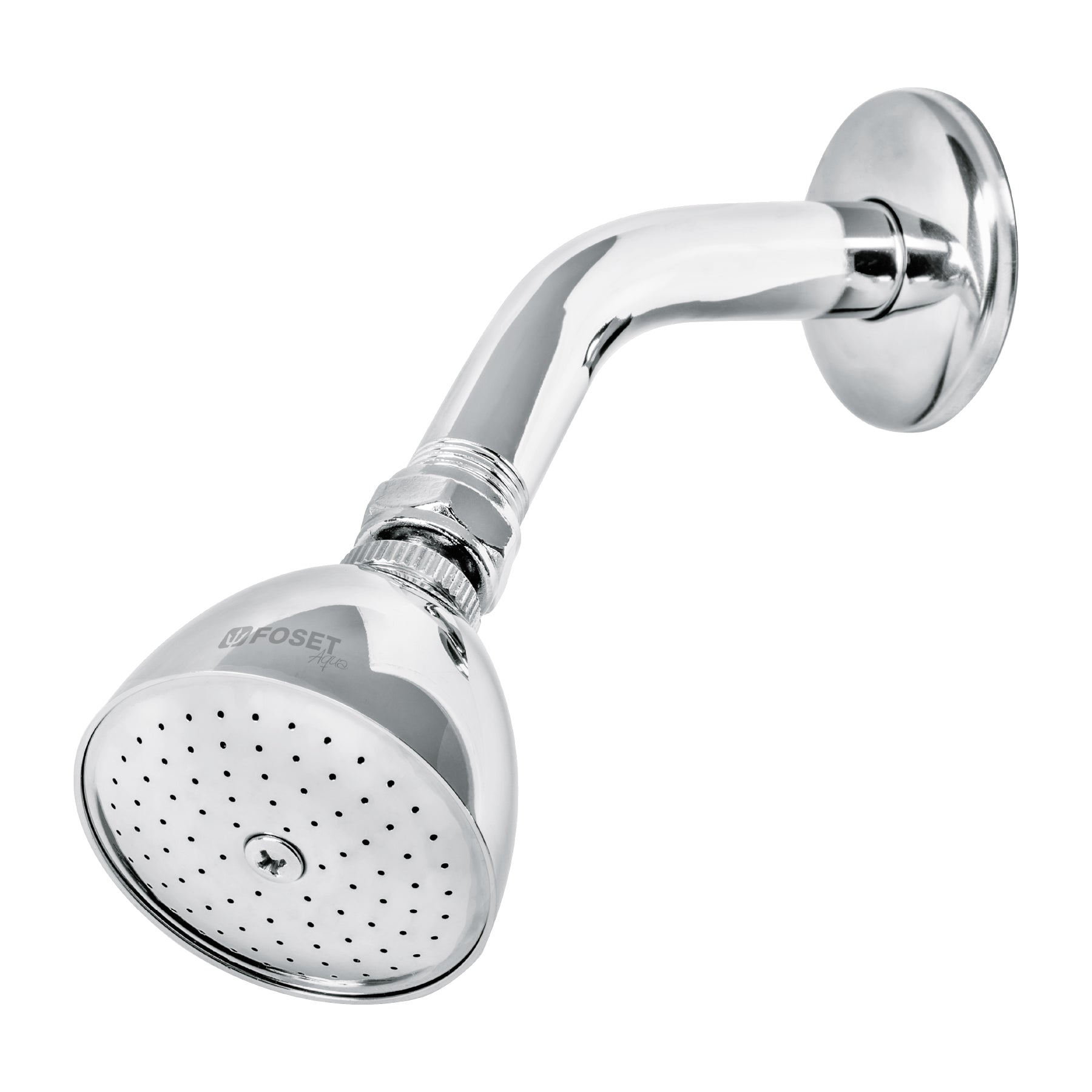 Regadera cónica 2-1/2" brazo y chapetón de acero, Foset Aqua