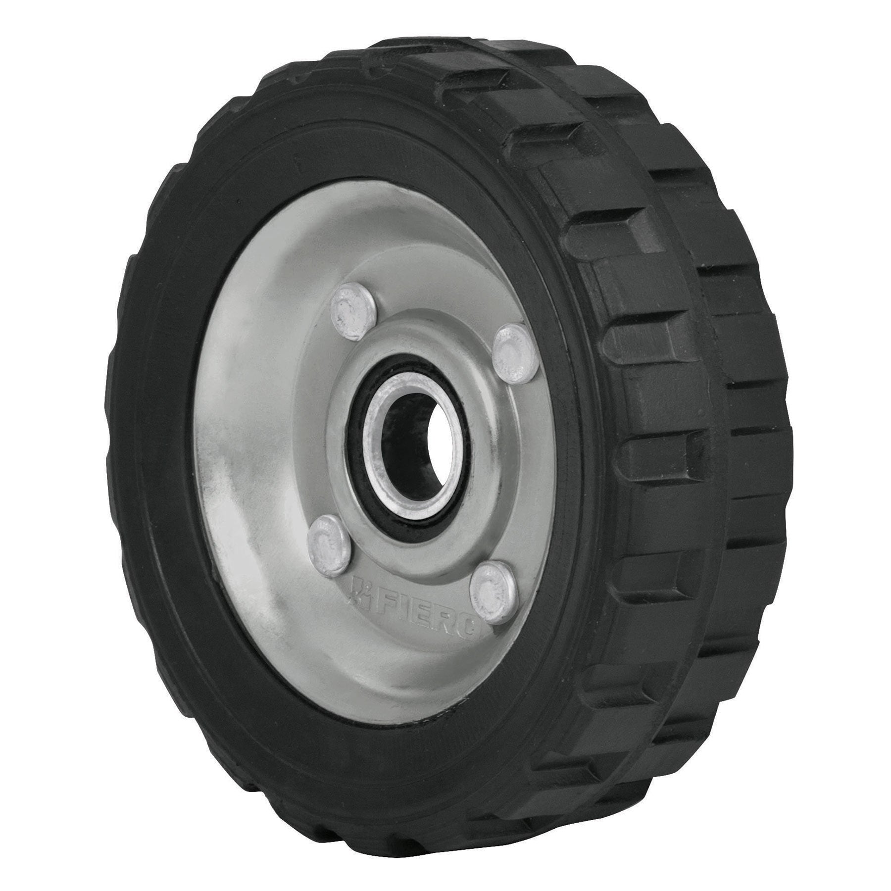 Rueda de hule sólido 5" para diablo, un balero, Pretul