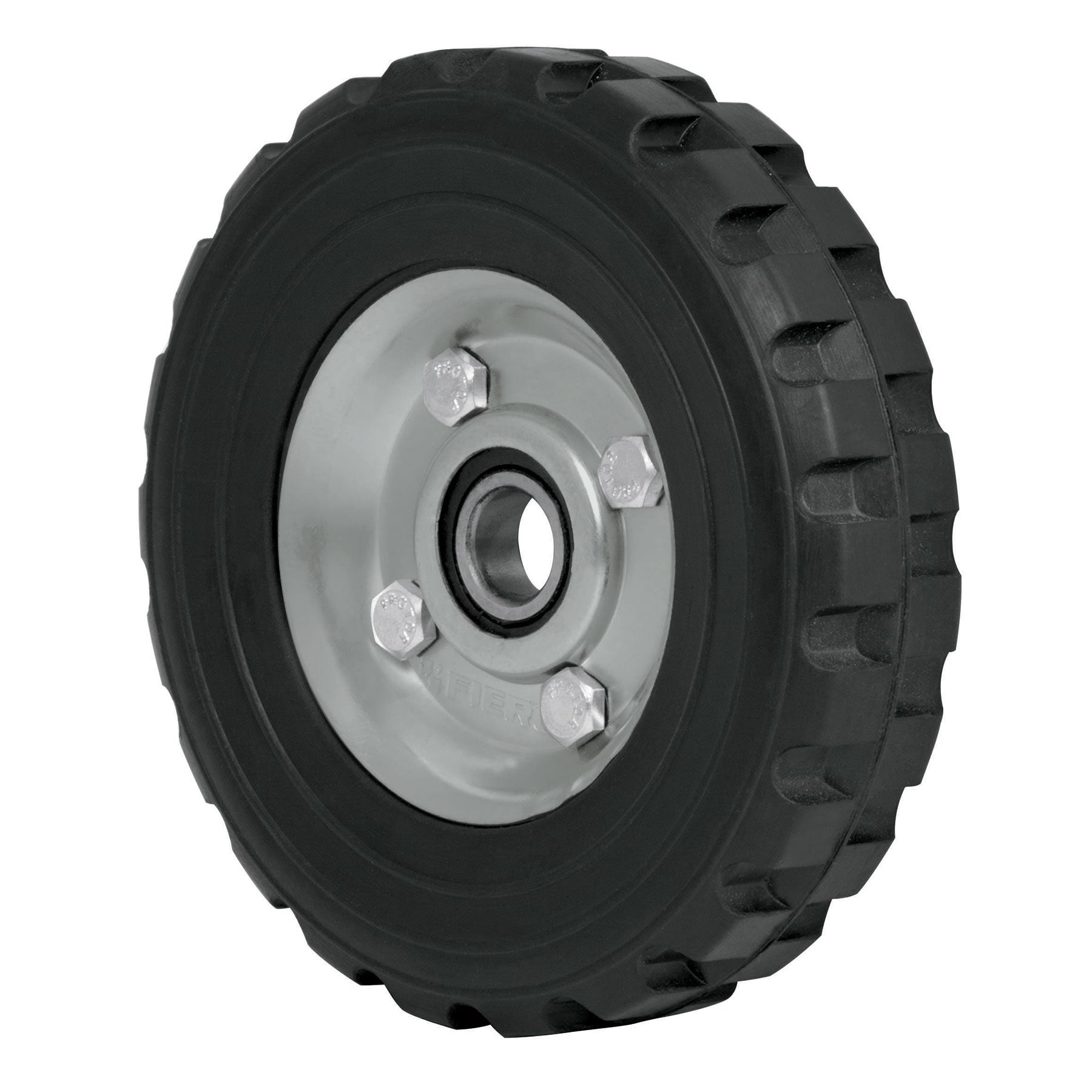 Rueda de hule sólido 6" para diablo, un balero, Pretul