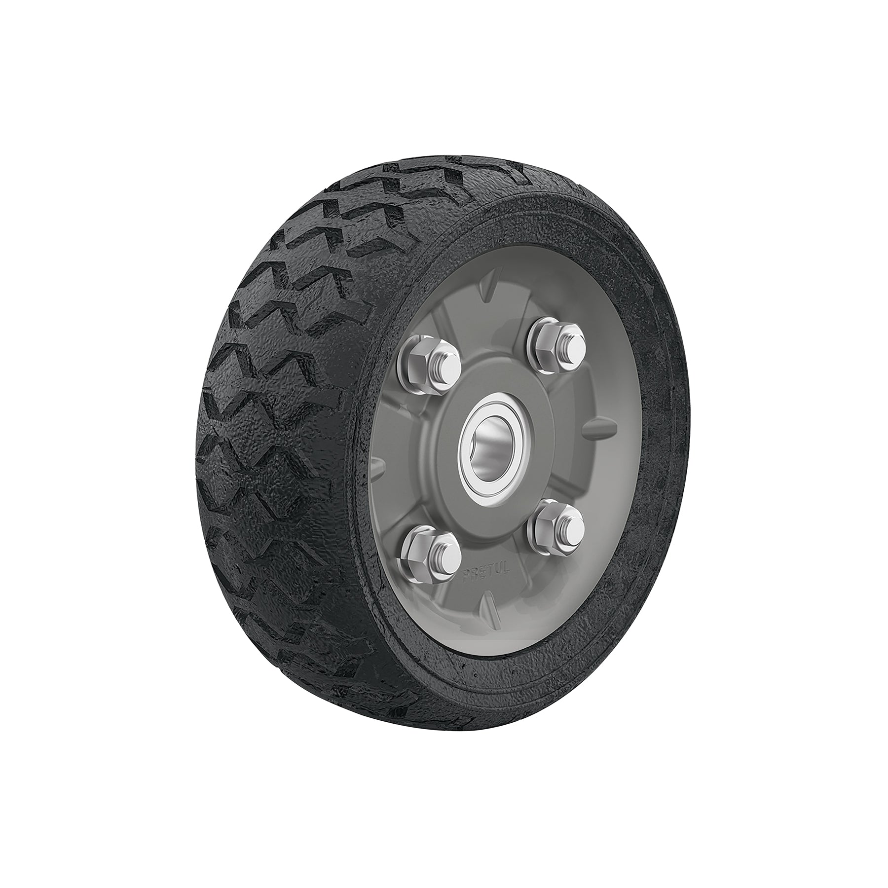 Rueda de hule sólido 6" para diablo, doble balero, Pretul, RD-62, 45480
