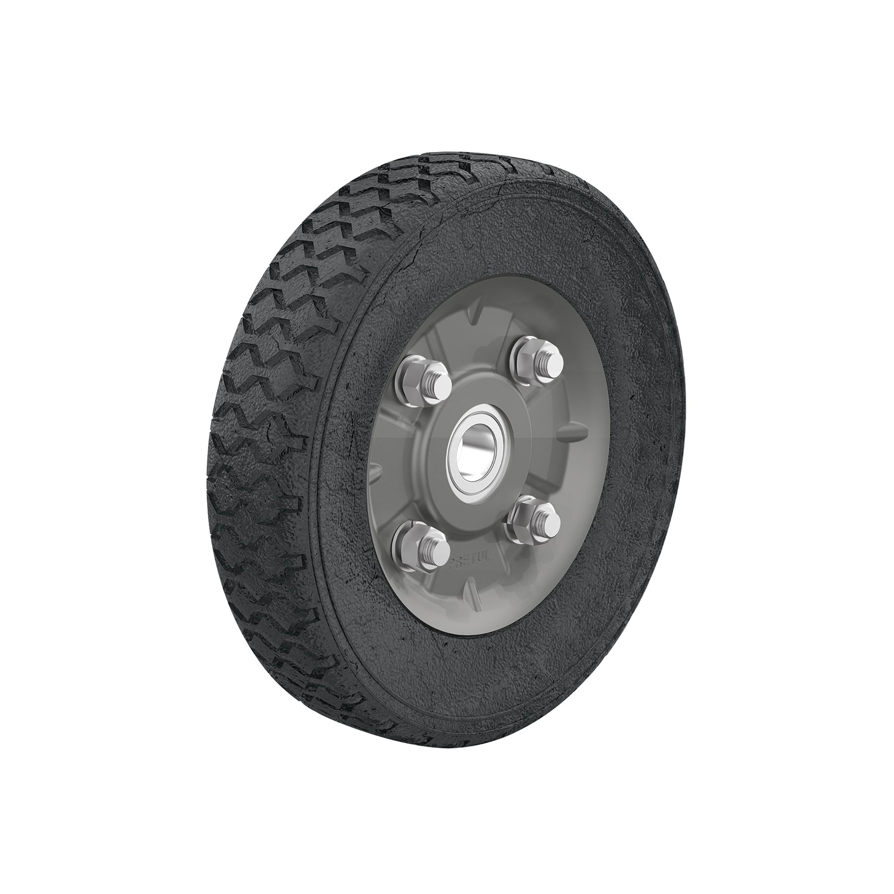 Rueda de hule sólido 7" para diablo, un balero, Pretul, RD-71, 45482