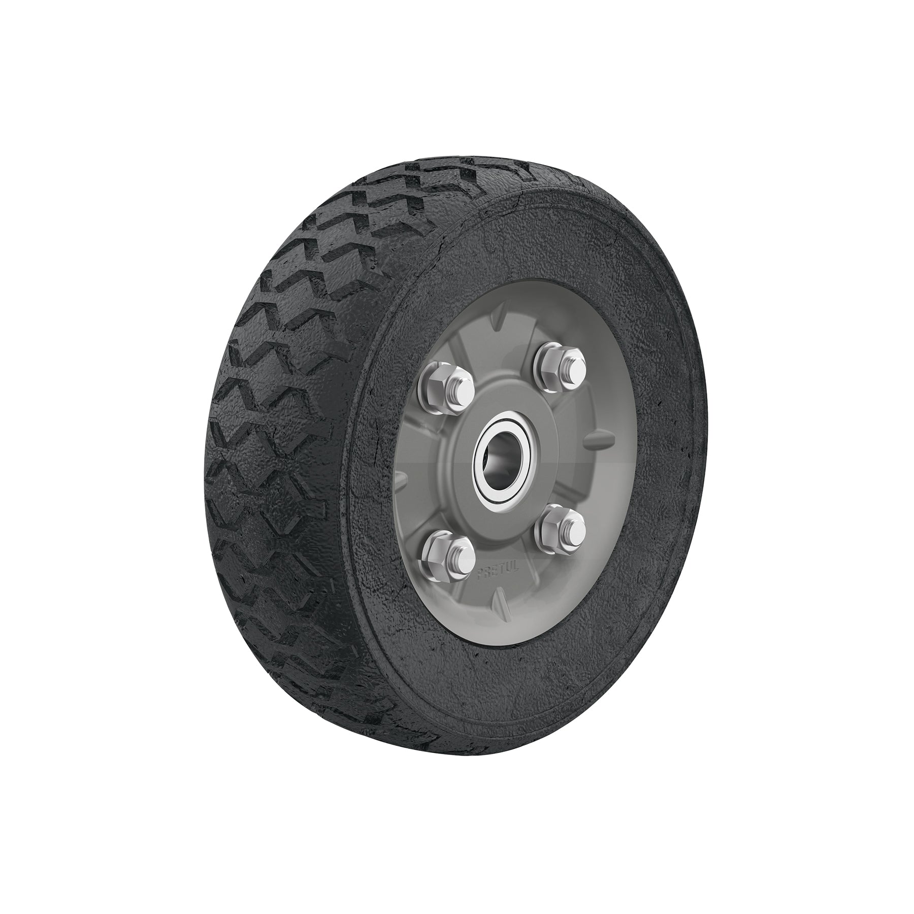 Rueda de hule sólido 7" para diablo, doble balero, Pretul, RD-72, 45483