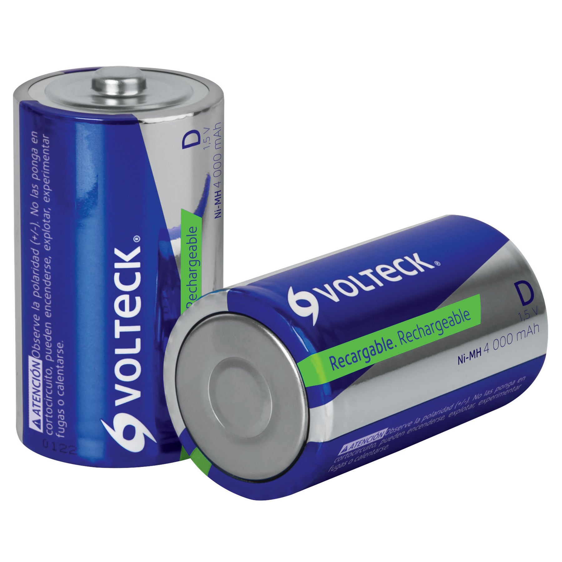 Blíster con 2 pilas recargables D larga duración, 4000 mAh