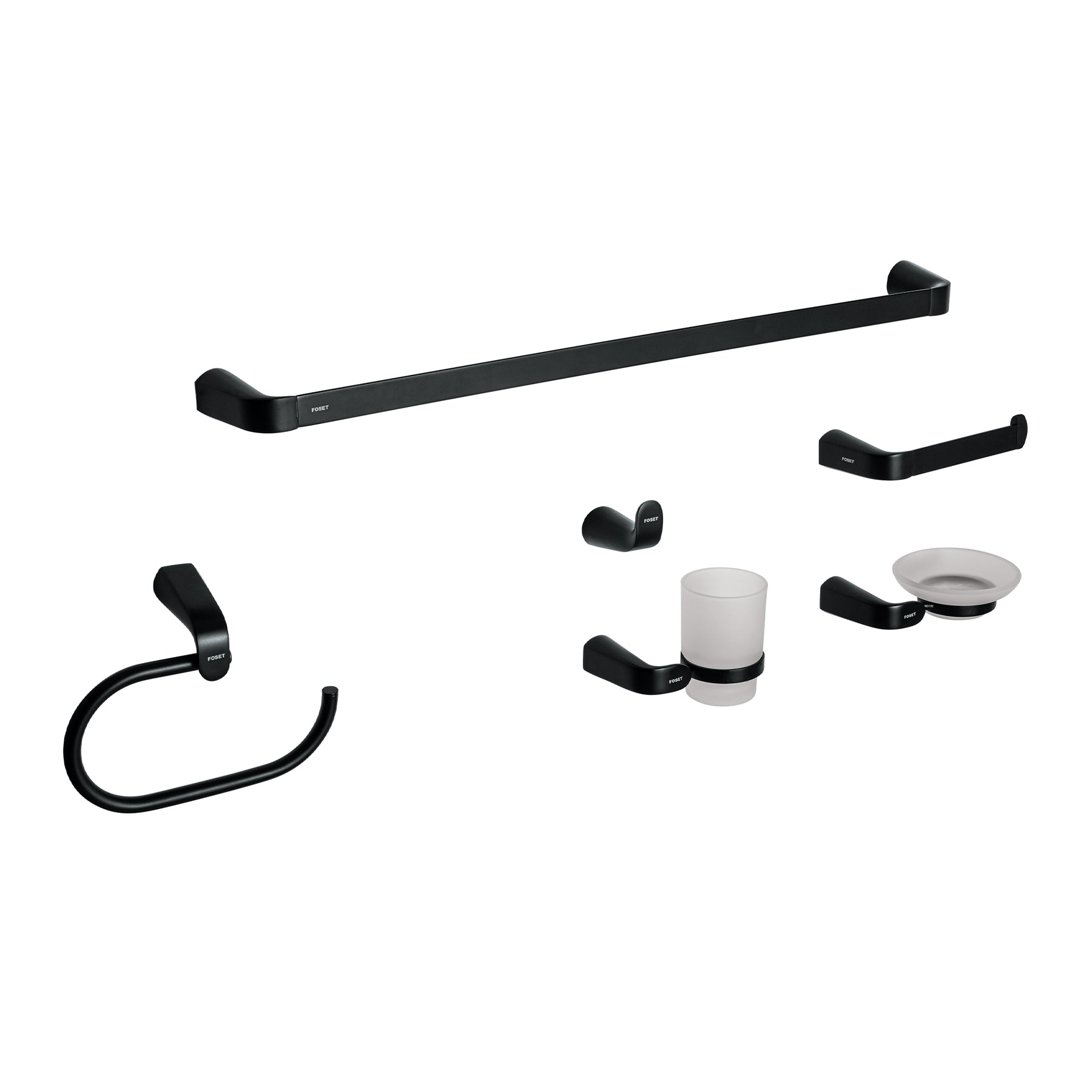 Juego de 6 accesorios para baño, negro RIVIERA, Foset, RIA-7000M, 44277