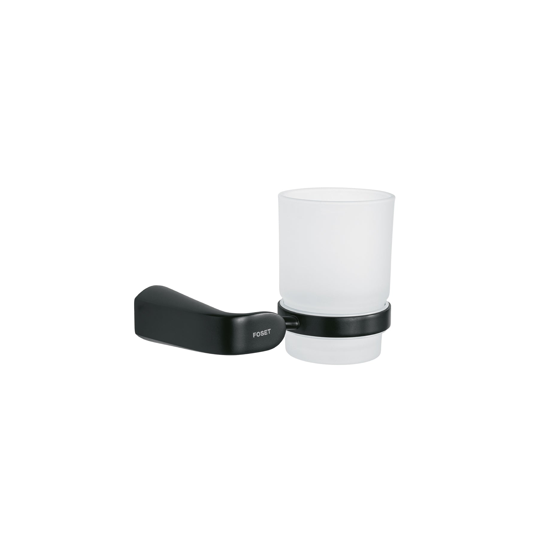 Portavaso cepillero con vaso de vidrio, negro, FOSET RIVIERA