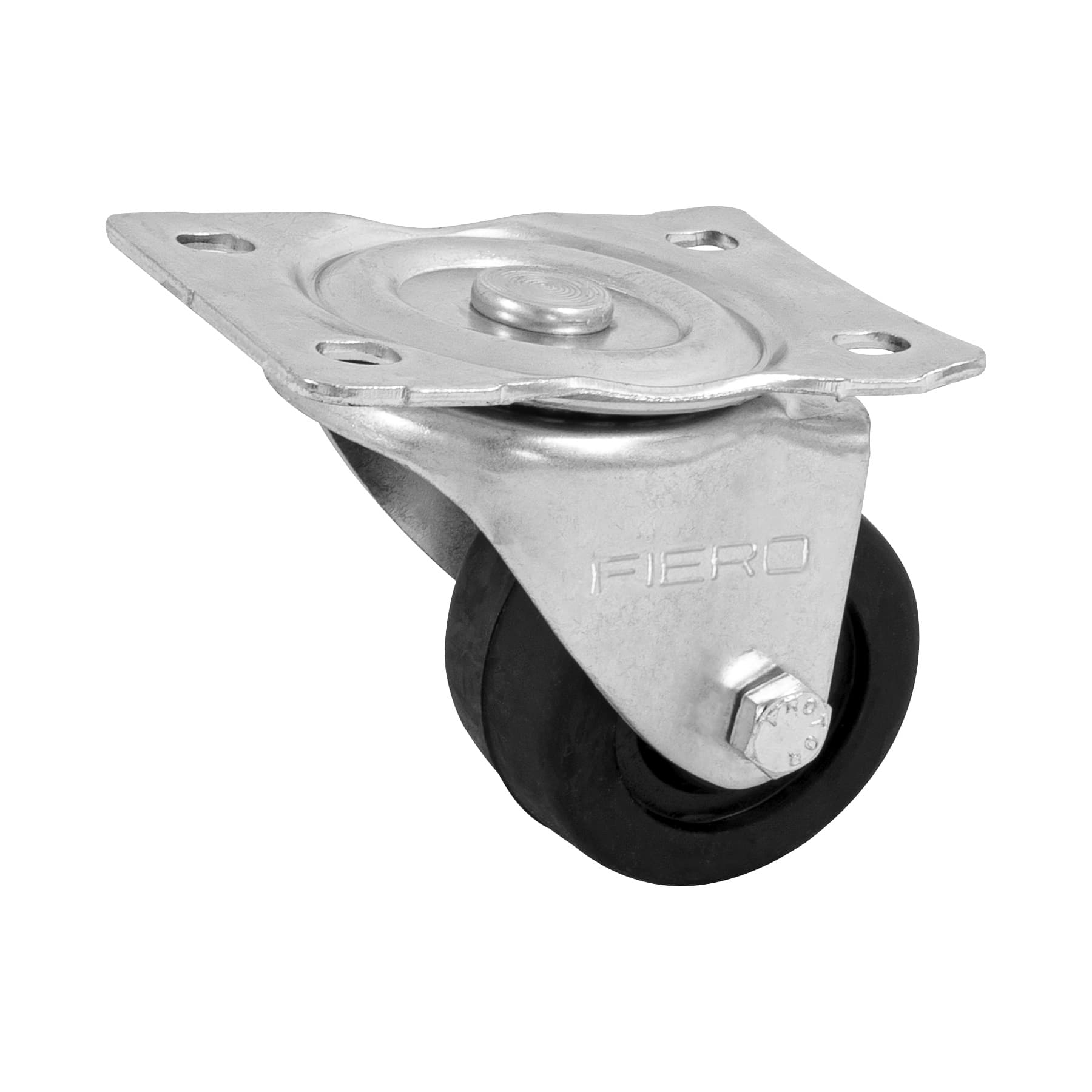 Rodaja hule 2-1/2" placa giratoria con buje, carga 50kg, Fiero