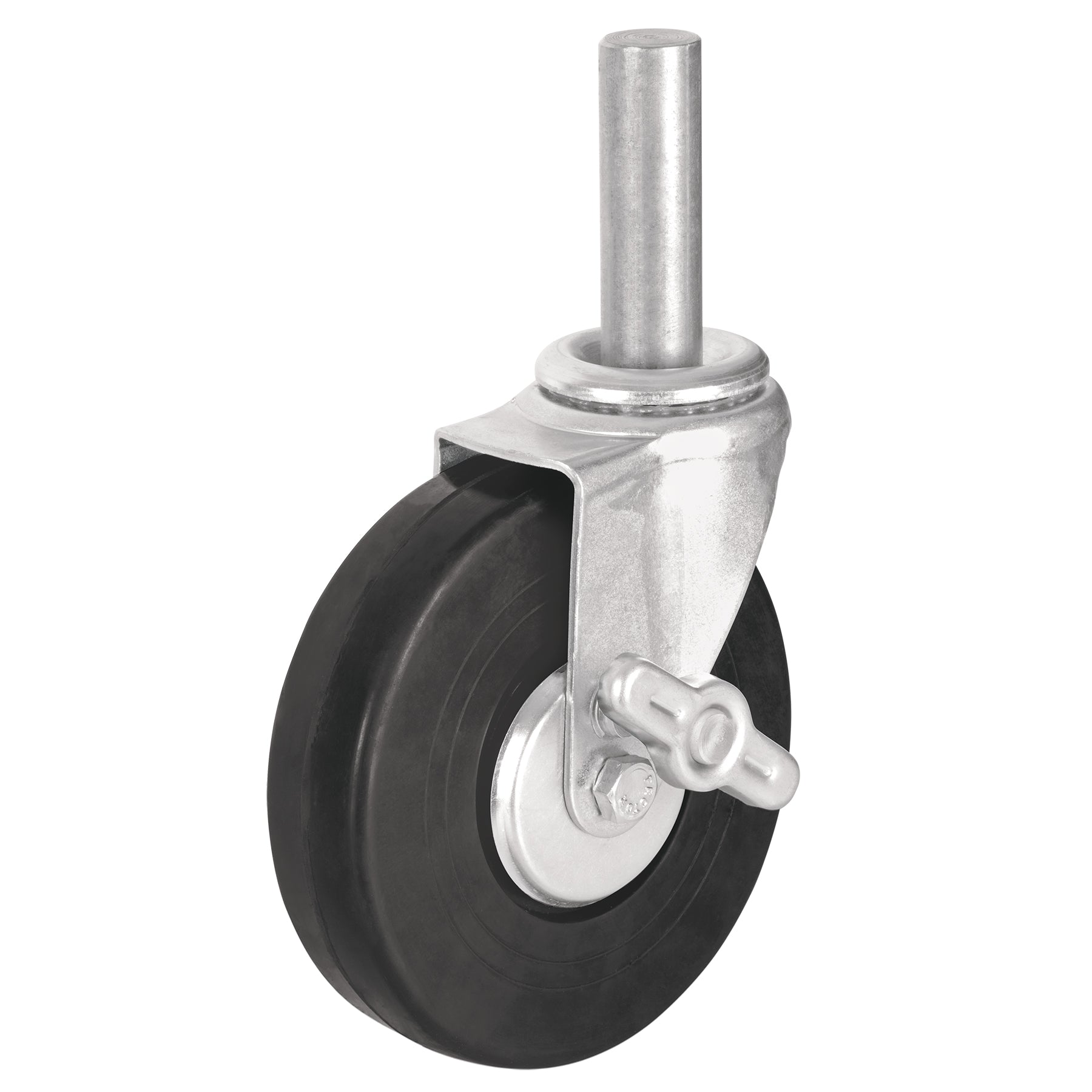 Rodaja hule 6" con espiga sólida y freno, carga 125kg, Fiero