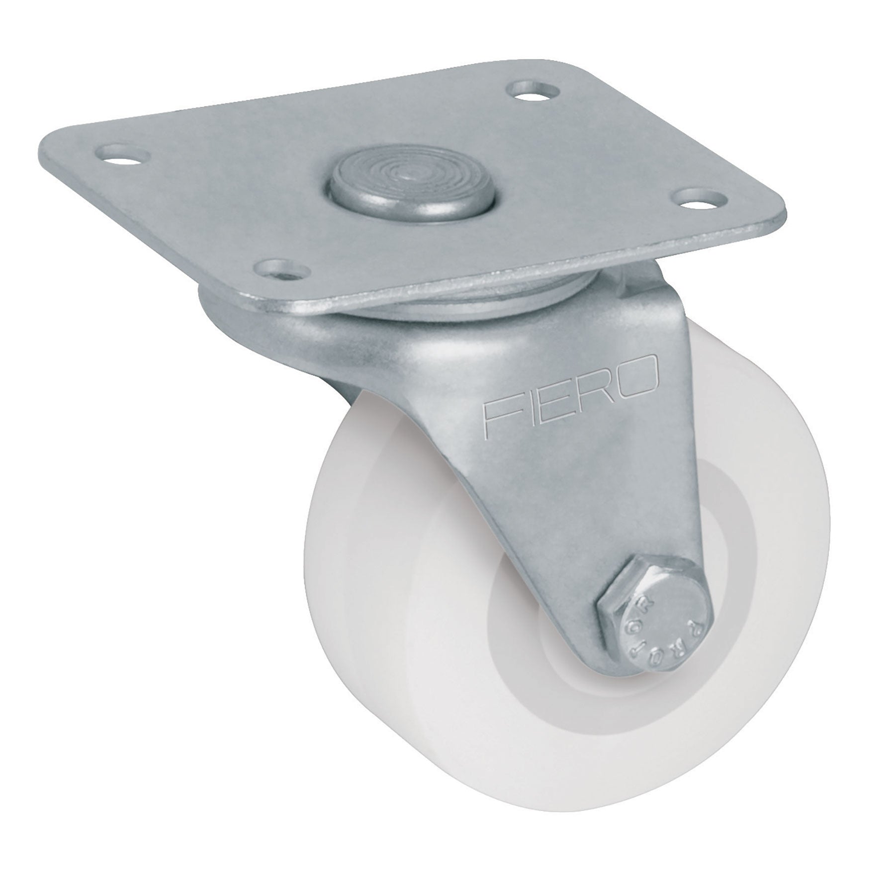 Rodaja de polietileno 2" placa giratoria, con buje, Fiero