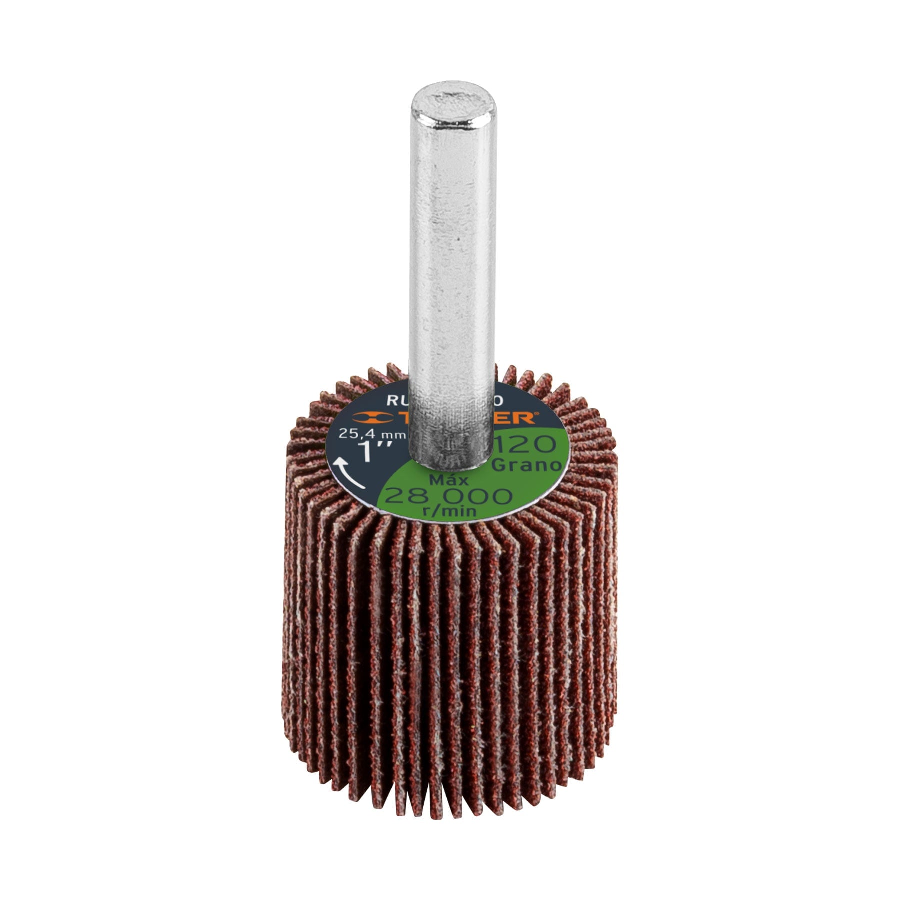 Rueda flap de 1", grano 120, Truper