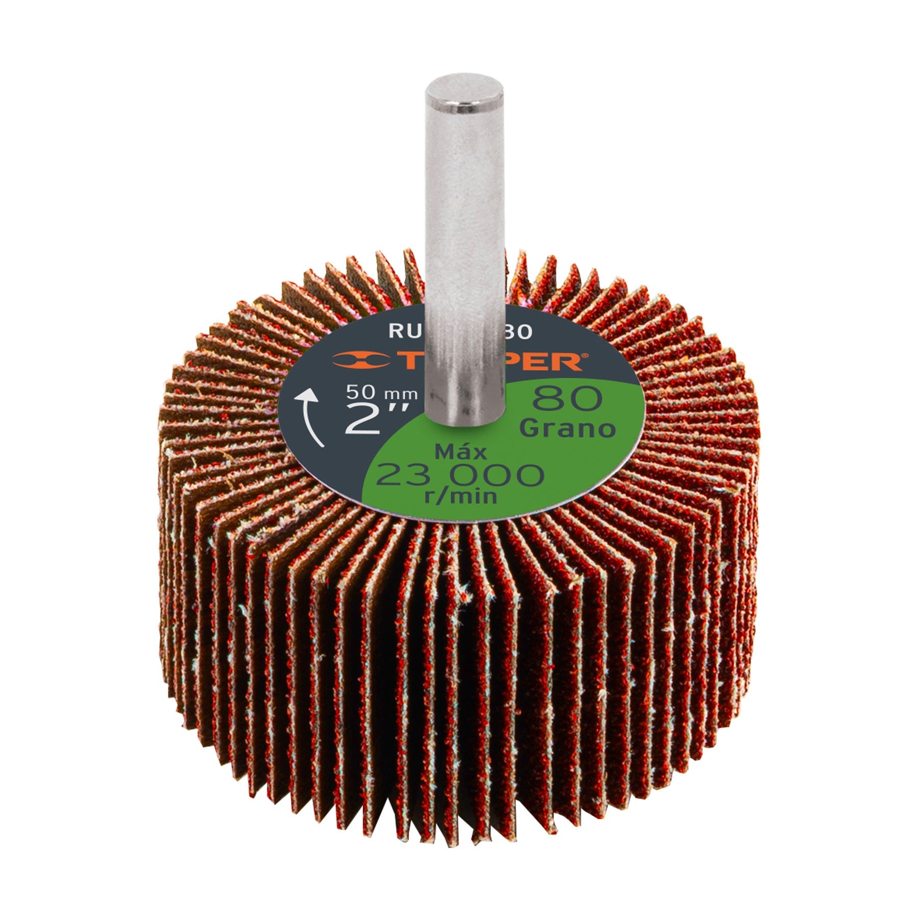 Rueda flap de 2", grano 80, Truper
