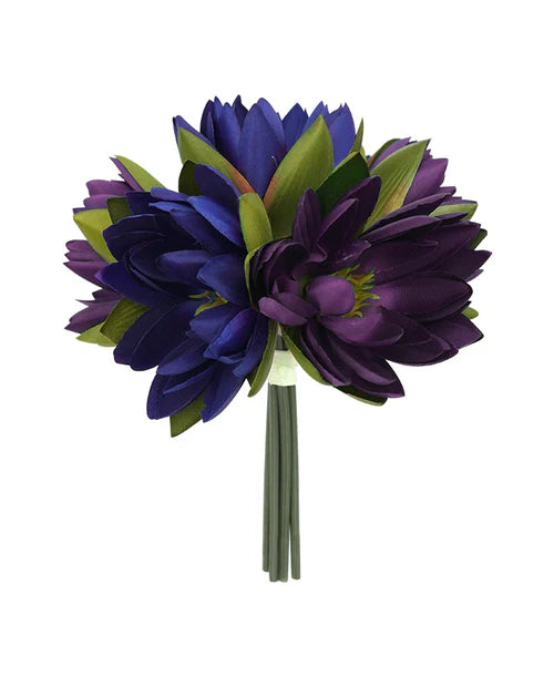 Ramo decorativo color azul loto x6 Bouquet