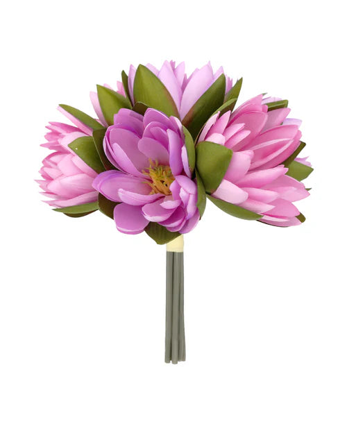 Ramo decorativo color rosa loto x6 Bouquet